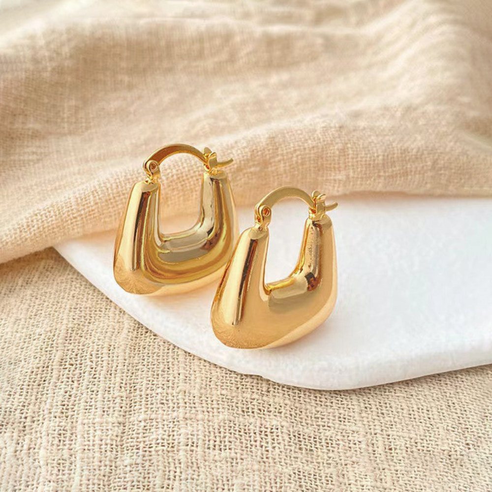 Rectangle Bubble Earrings | Gold Finish Modern Statement Jewelry