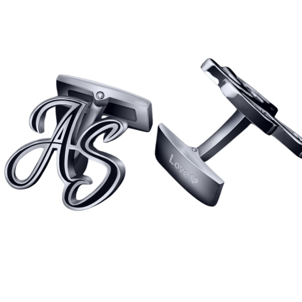 Enamelled Cut-Out Cufflinks with Personalized Initials | Custom Name or Letter Cufflinks for Men | Stylish Gift for Groom, Brother, or Executive