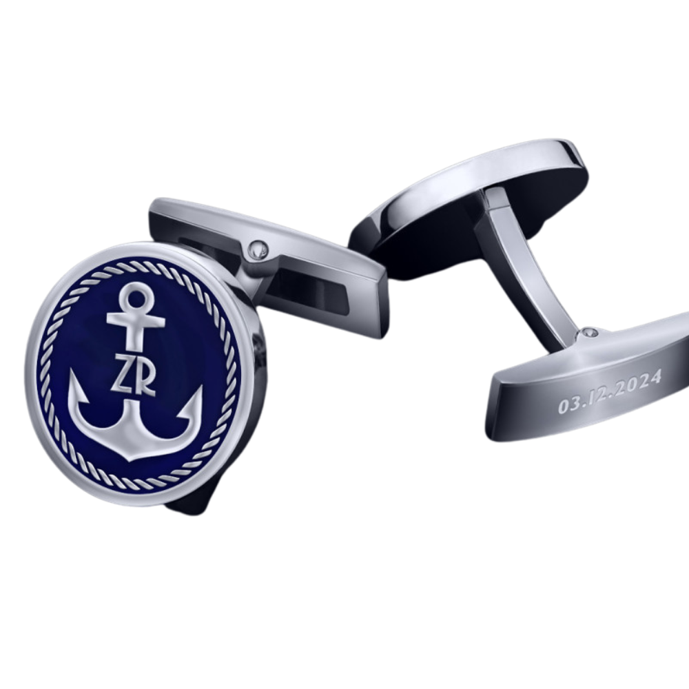 Anchor Cufflinks with Enamel for Men | Nautical Theme Cufflinks | Custom Ocean-Inspired Accessory for Groom, Sailor, or Formal Wear