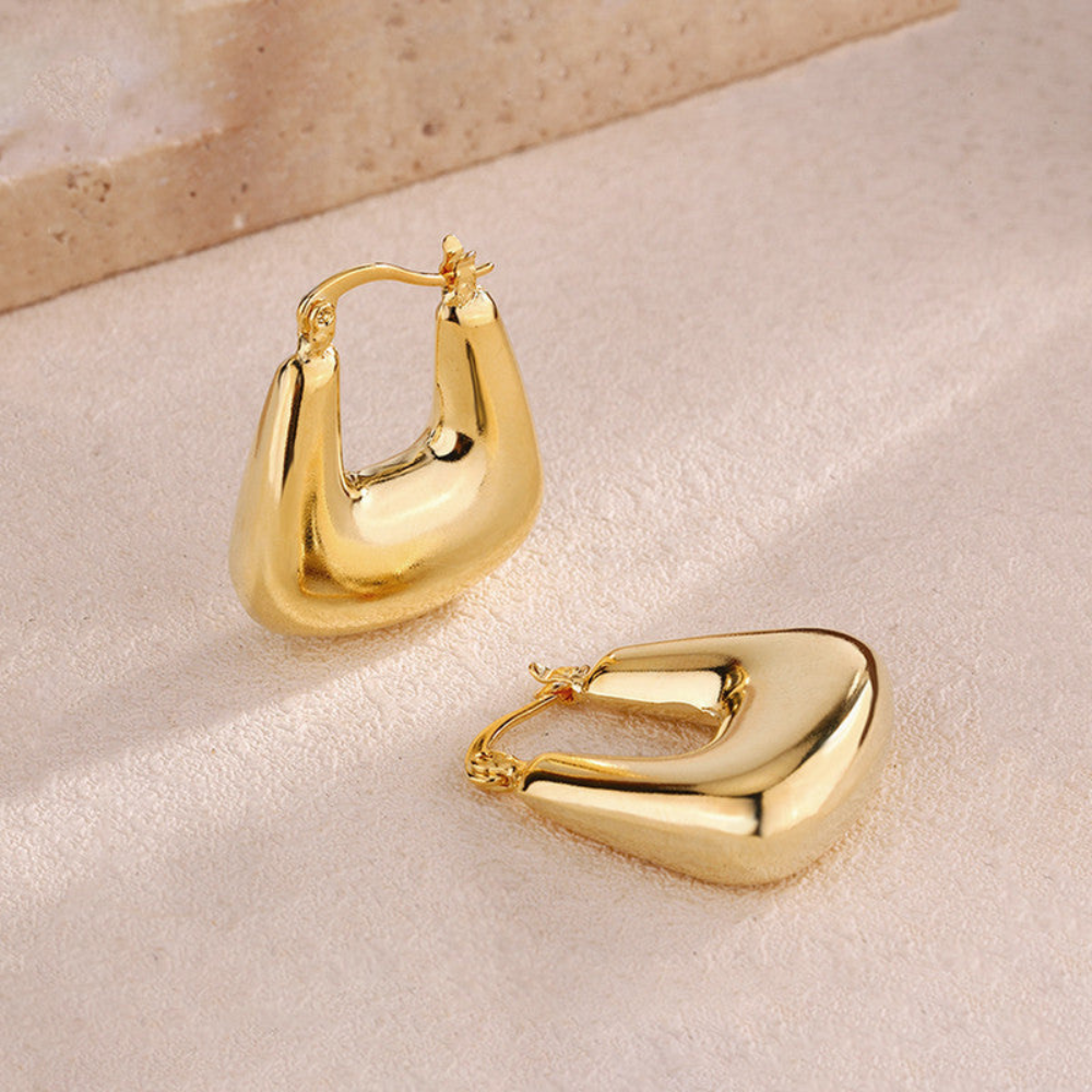 Rectangle Bubble Earrings | Gold Finish Modern Statement Jewelry