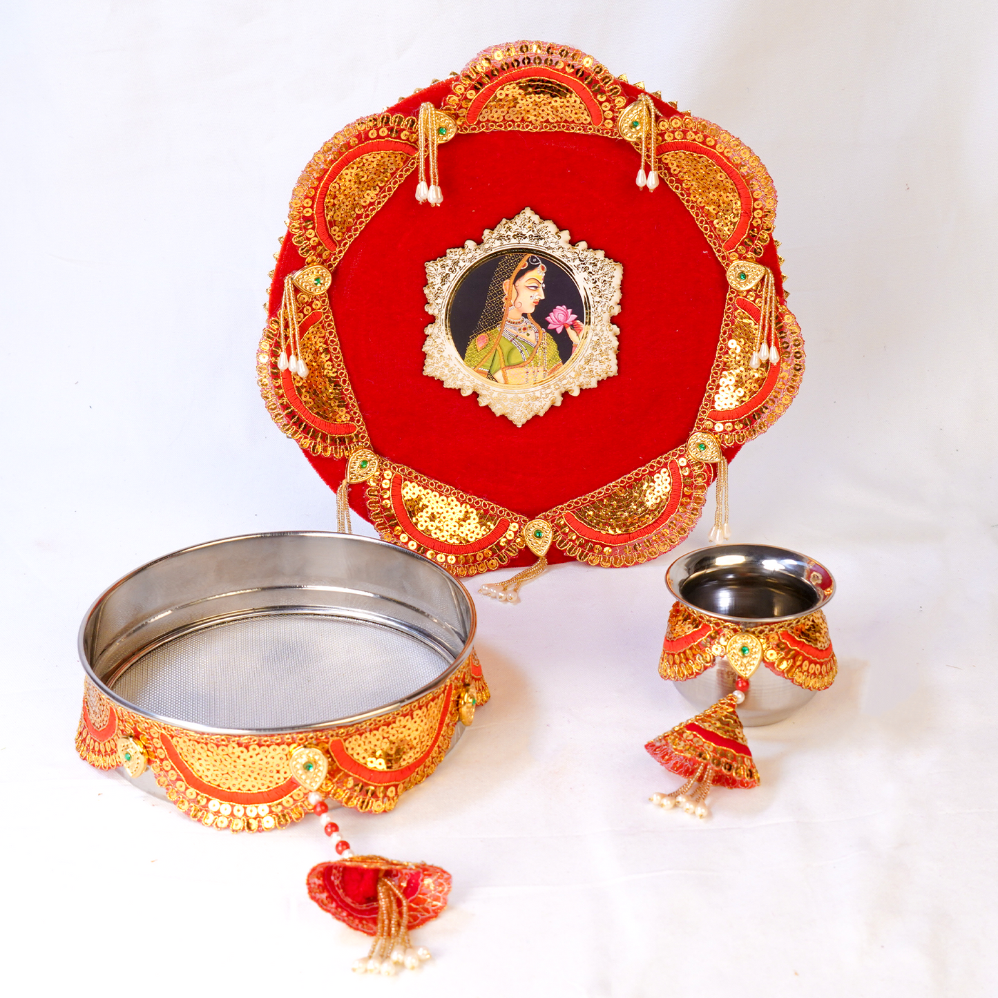 MOSKAI Rose Red Maharani Collection Thali Set