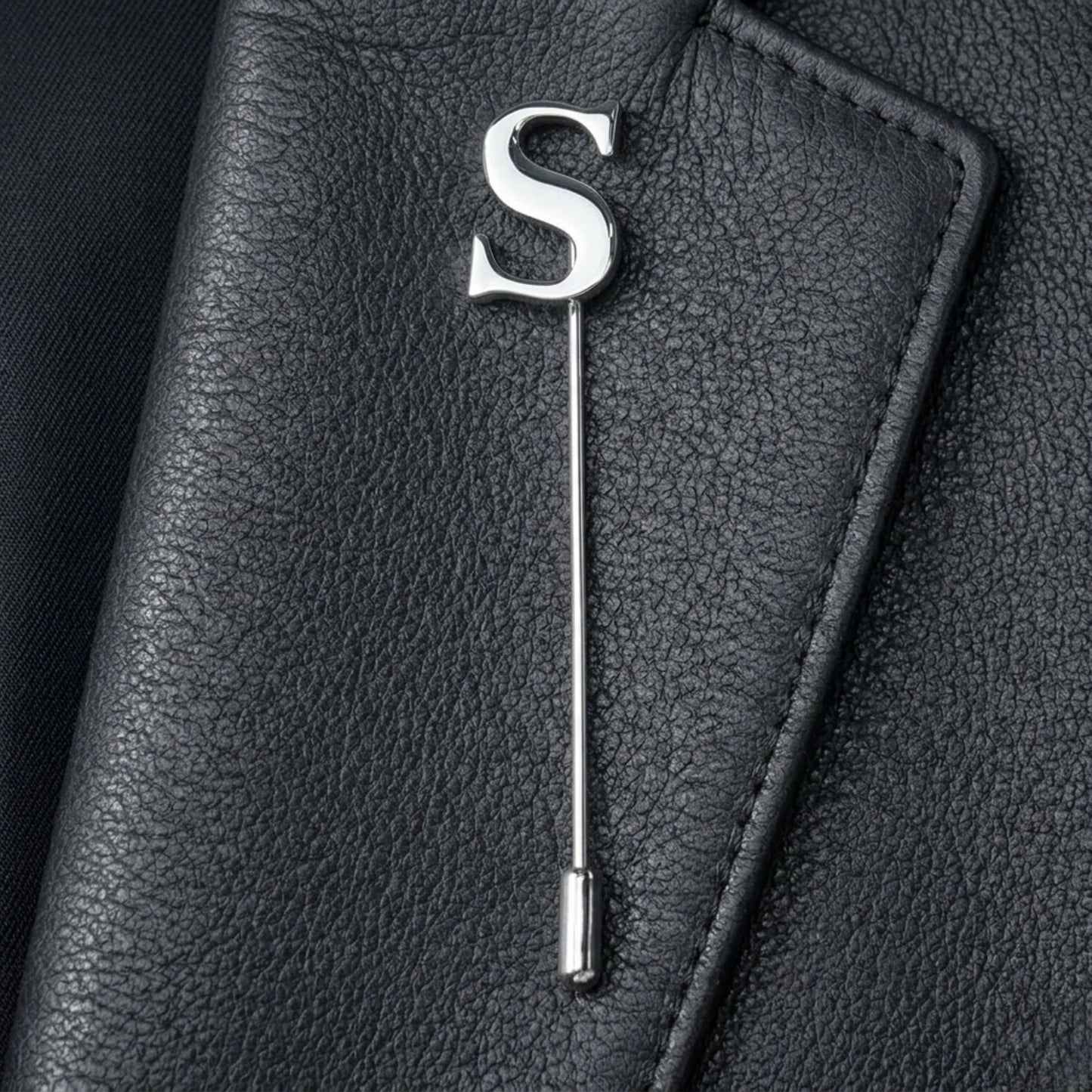 Signature Alphabet Luxury Lapel Pin - Personalized Silver Initial Brooch for Professional & Wedding Wear