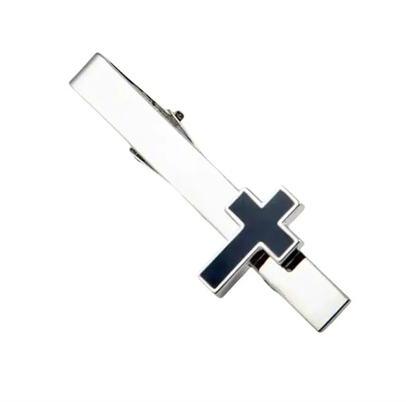 Moskai Black Cross Enamel Cufflinks and Tie Pin Set for Men