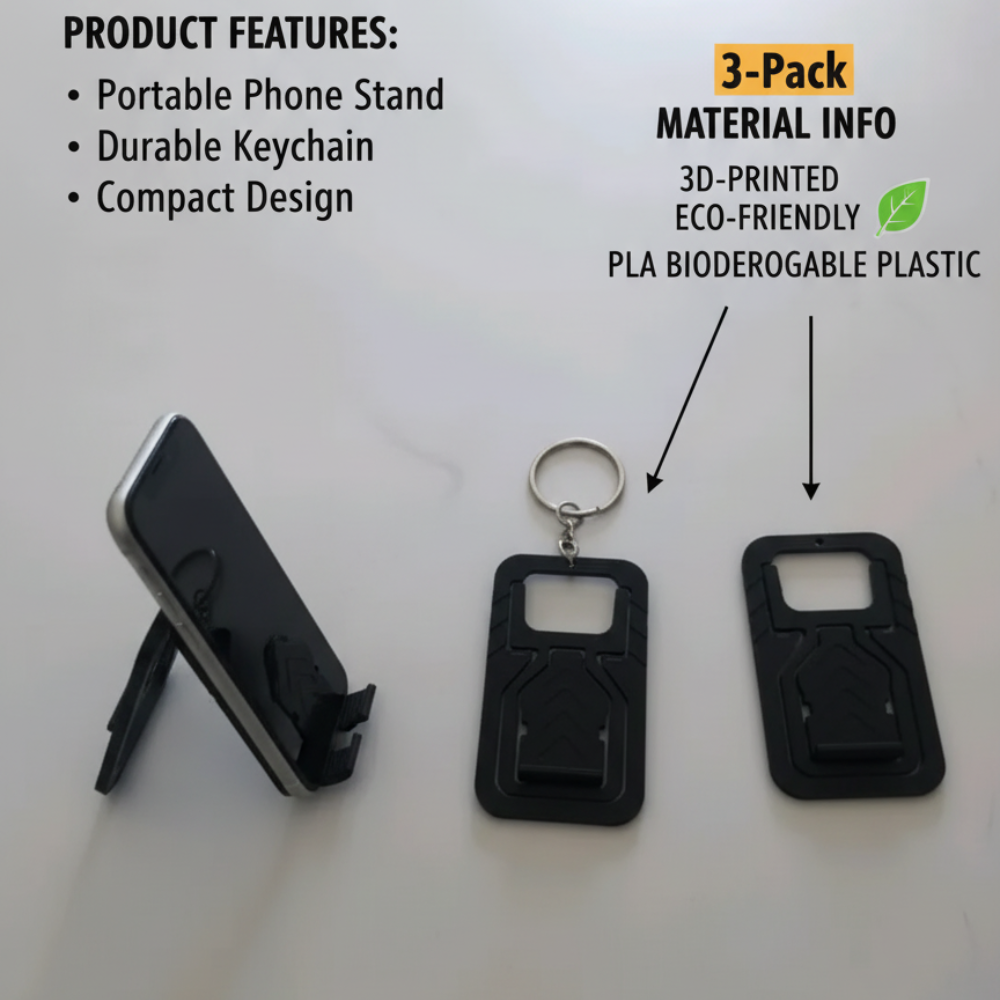 3D Printed Mobile Stand & Keychain Combo | Eco-Friendly 3-PLA Material