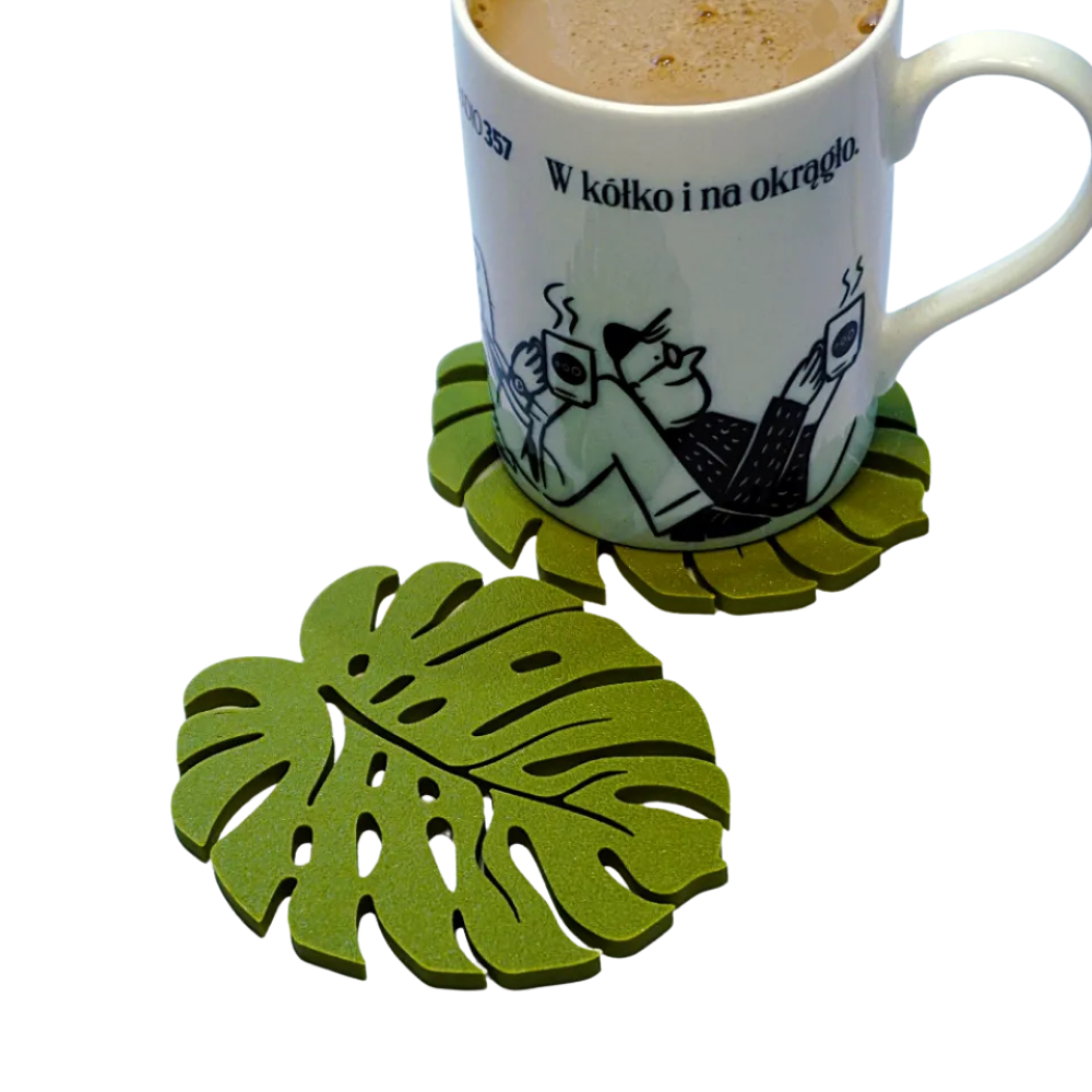 Moskai 3D Printed Monstera Leaf Coaster Set of 4 | Eco-Friendly PLA Material