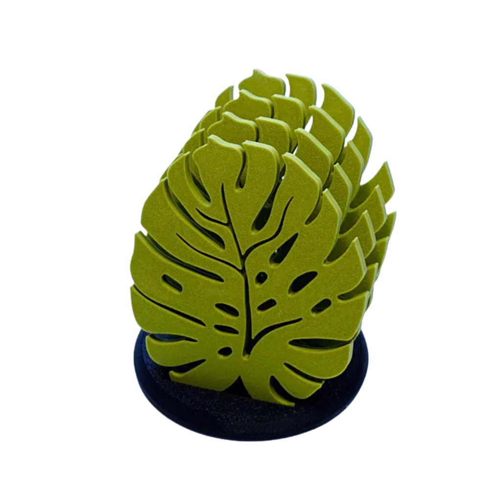 Moskai 3D Printed Monstera Leaf Coaster Set of 4 | Eco-Friendly PLA Material
