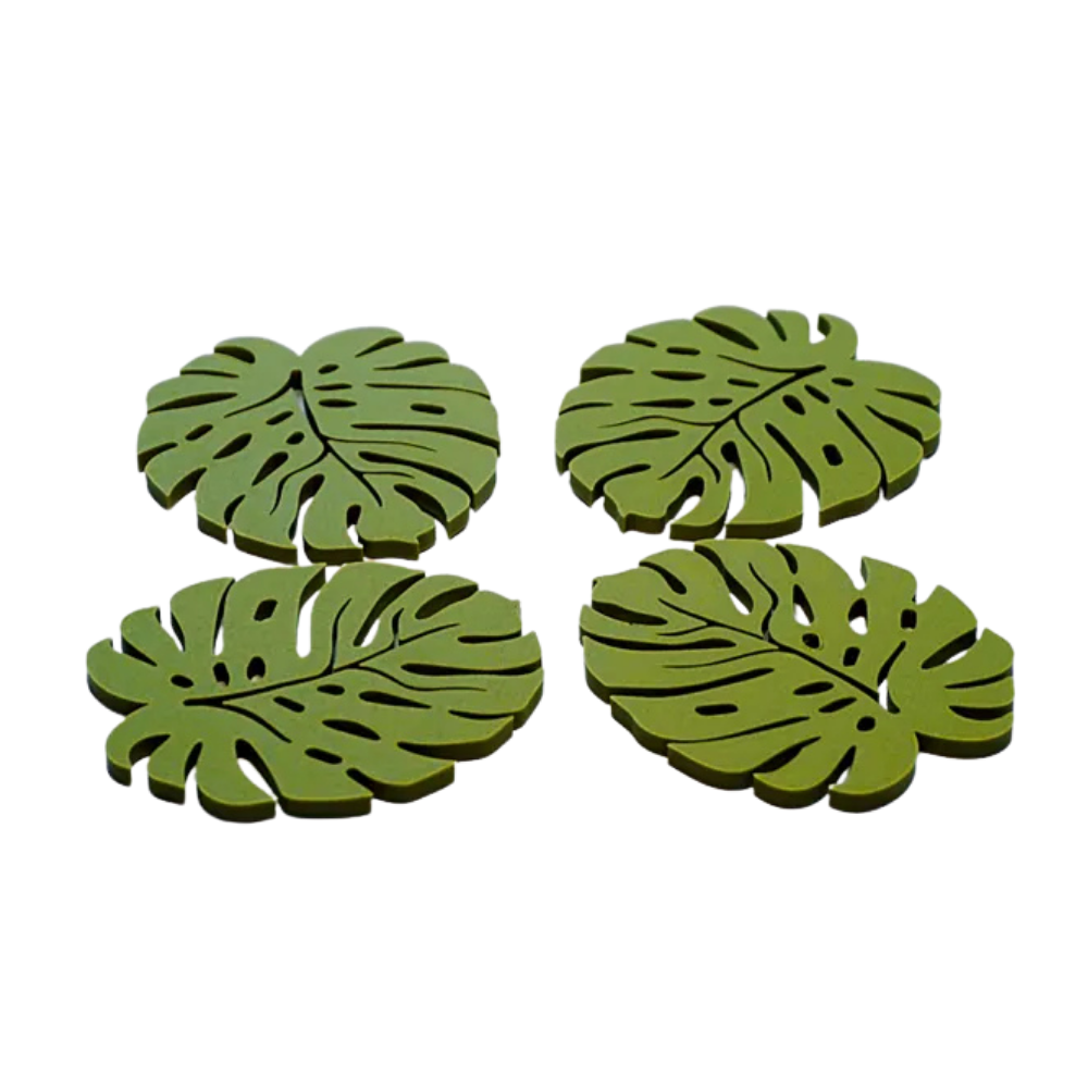 Moskai 3D Printed Monstera Leaf Coaster Set of 4 | Eco-Friendly PLA Material