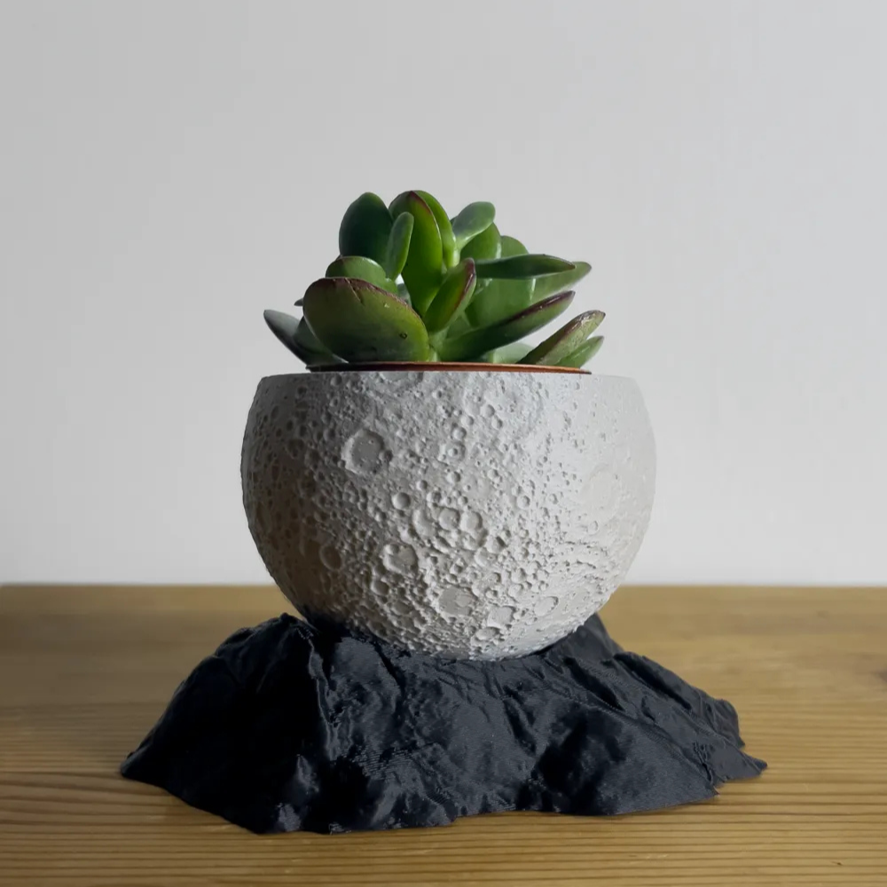 Moskai 3D Printed Moon Shape Planter | Eco-Friendly| Best Housewarming Gift