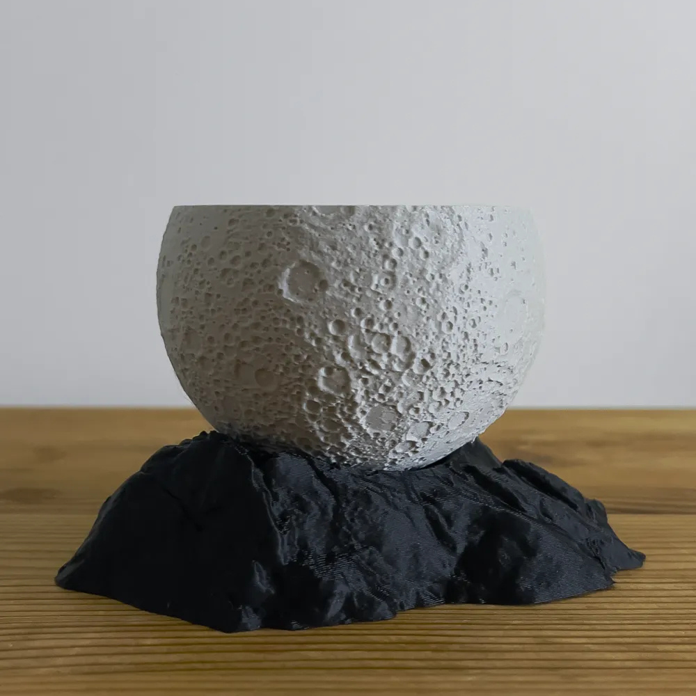 Moskai 3D Printed Moon Shape Planter | Eco-Friendly| Best Housewarming Gift