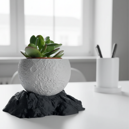 Moskai 3D Printed Moon Shape Planter | Eco-Friendly| Best Housewarming Gift