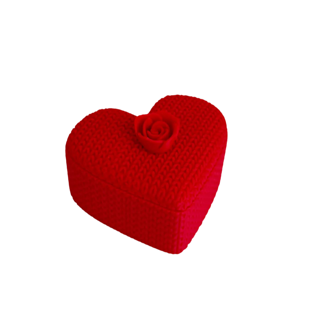 3D Printed Heart Shape Jewellery Box | Red Rose Design Organizer | Moskai Love Valentine Collection