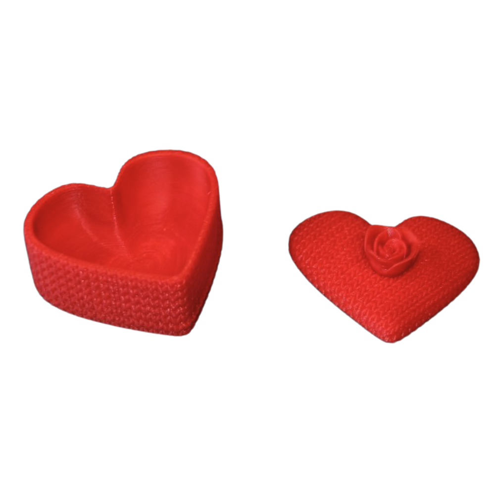 3D Printed Heart Shape Jewellery Box | Red Rose Design Organizer | Moskai Love Valentine Collection