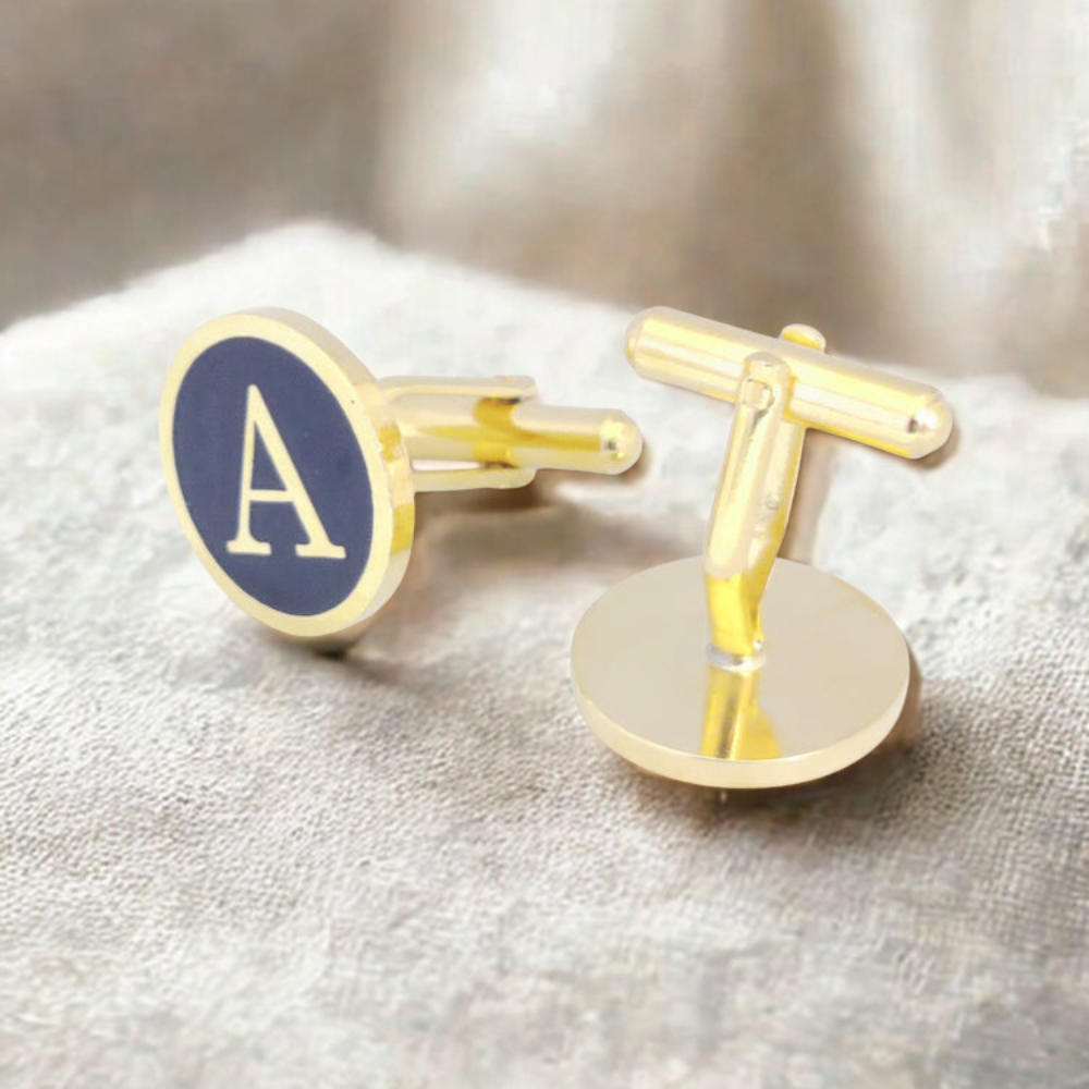 Personalized 18K Gold Plated Alphabet Cufflinks | for Gifting, Wedding, Formal Wear
