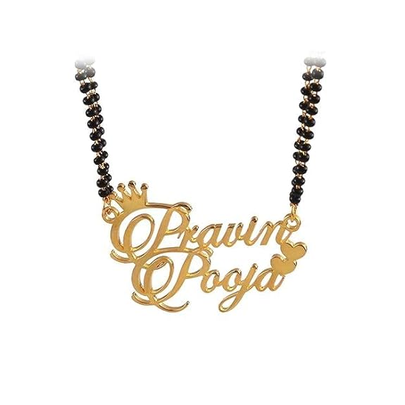 Moskai Personalized Couple Name Mangalsutra with Crown Design Gold Plated