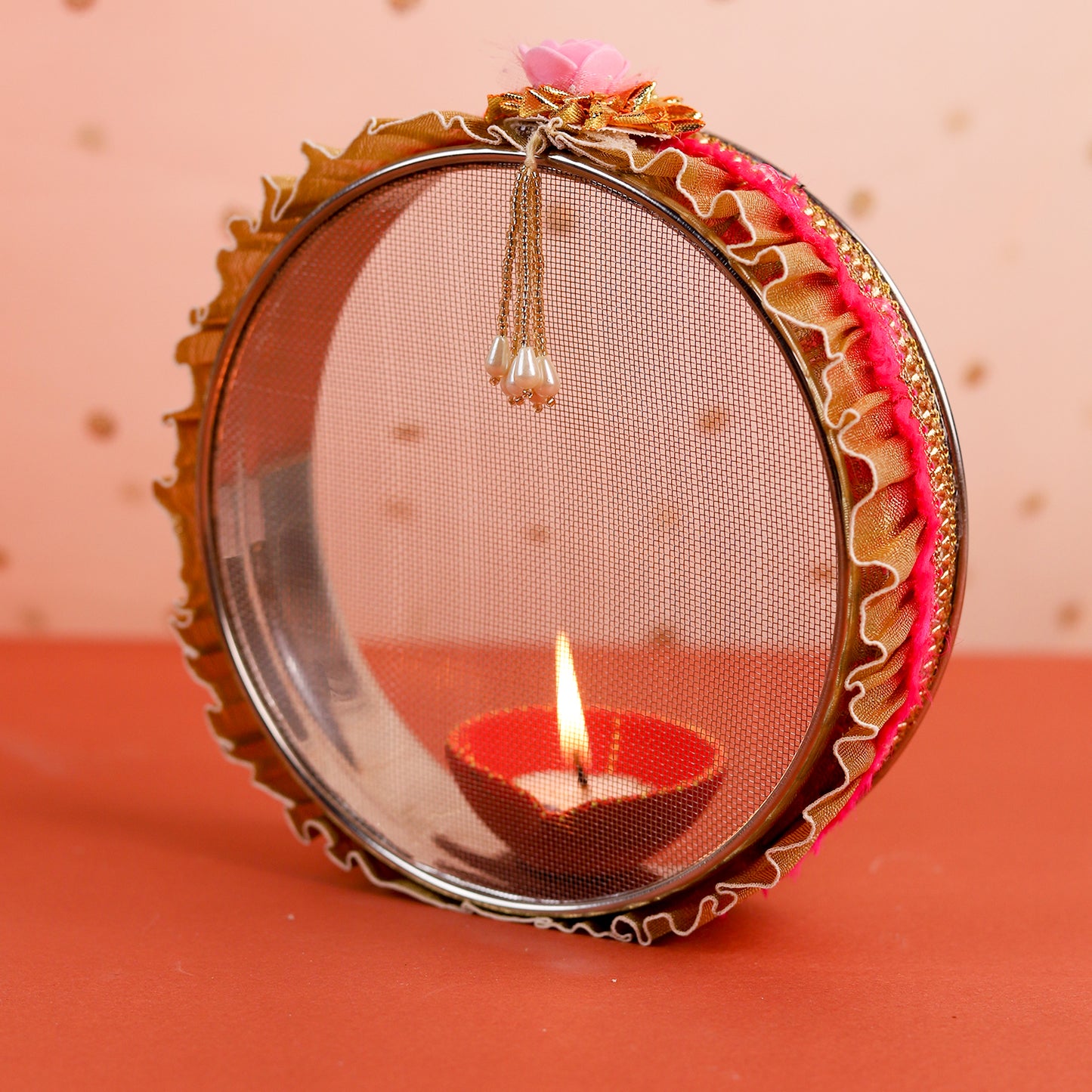 Nice Floral Karwa Chauth Thali Set | Designer Steel Thali
