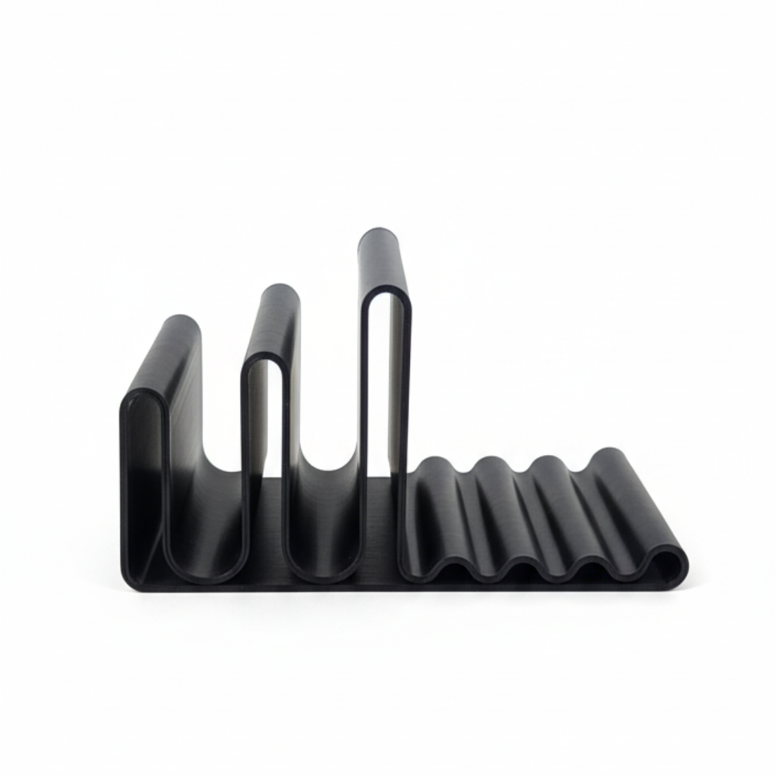 Moskai 3D Black Desk Organizer – Modern Sleek Mobile Holder with Pen & Card Stand