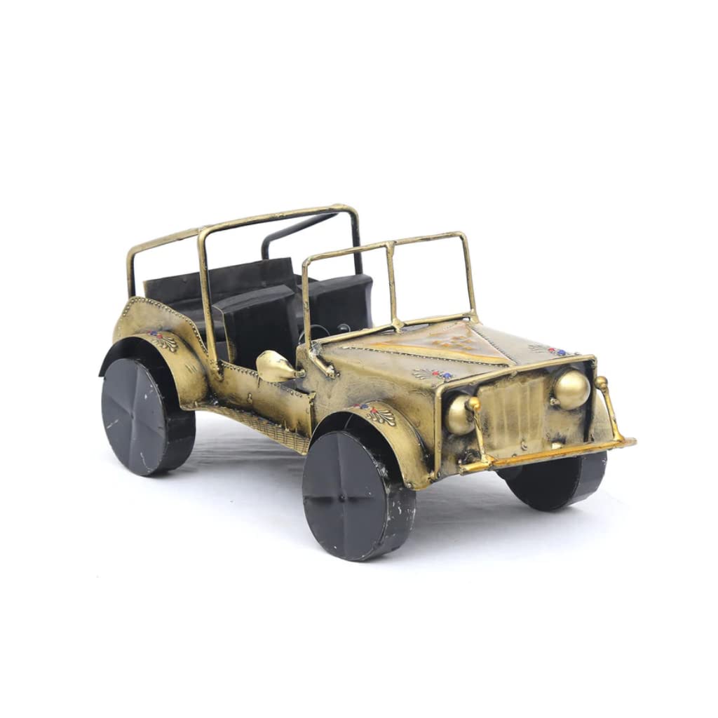 Mosaki Golden Iron Jeep Open Decor | Rustic Iron Jeep Figurine