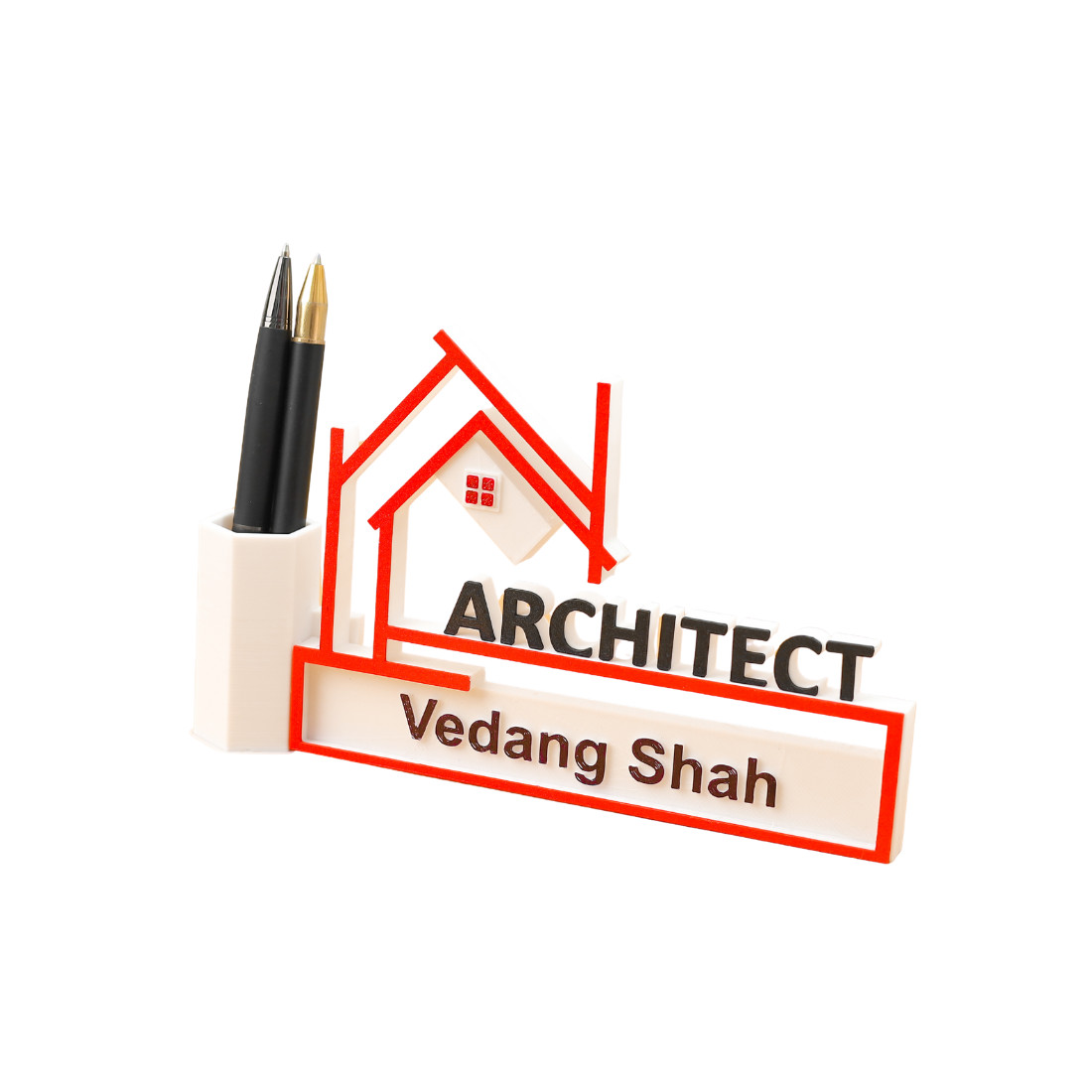 Moskai 3D Personalized Architect Accountant Pen Stand – Custom Name Desk Organizer