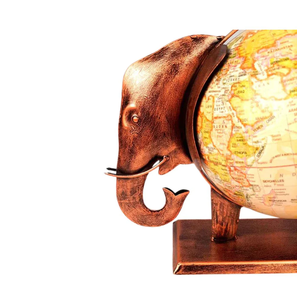 Moskai Elegant Elephant Globe Table Decor – Metallic Finish