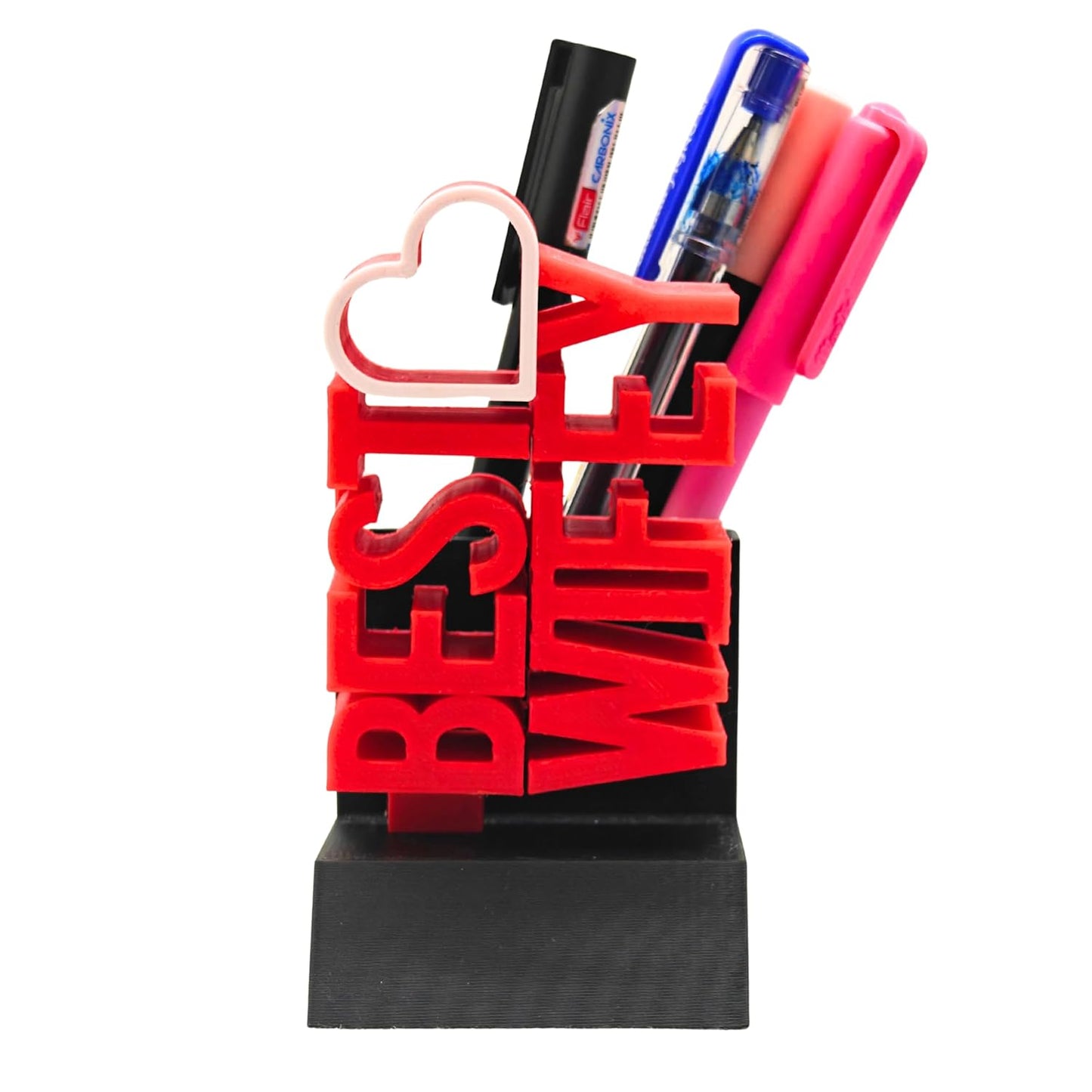 Moskai Best Wifey 3D Printed Pen Stand with Heart Design