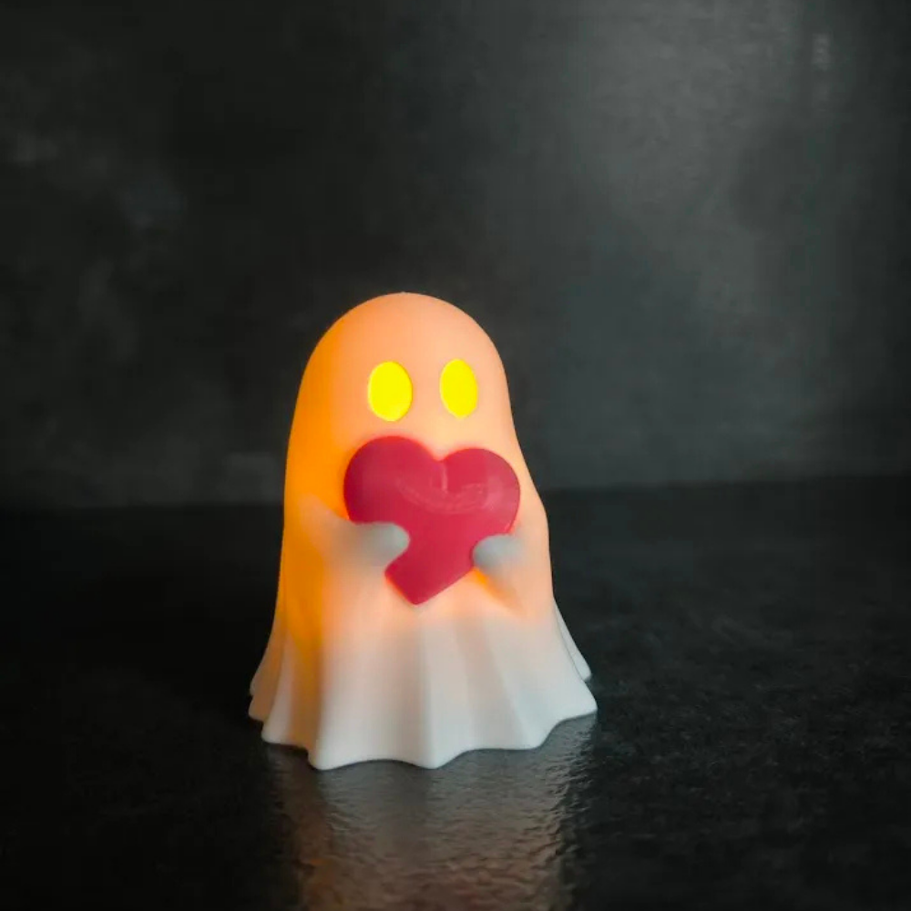 Moskai Cute Ghost with Heart 3D Printed Tea Light Holder