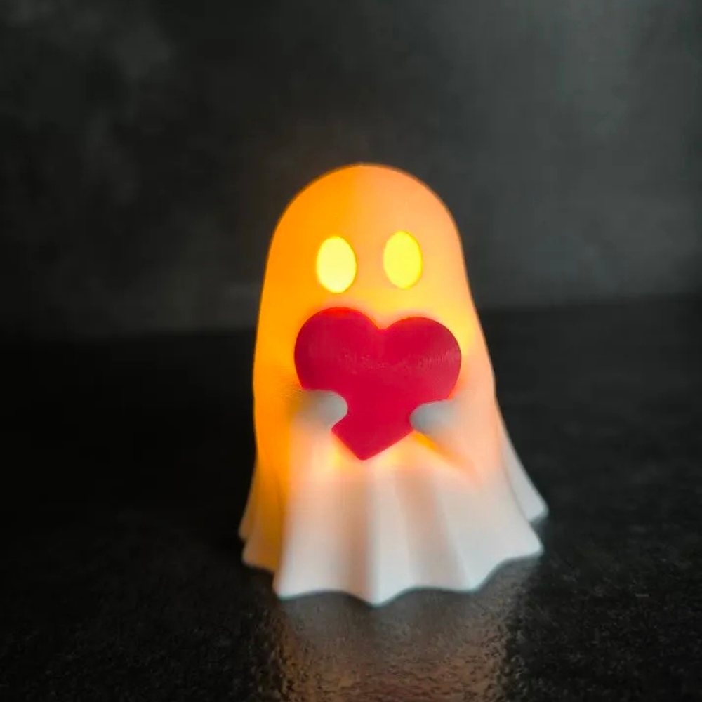 Moskai Cute Ghost with Heart 3D Printed Tea Light Holder