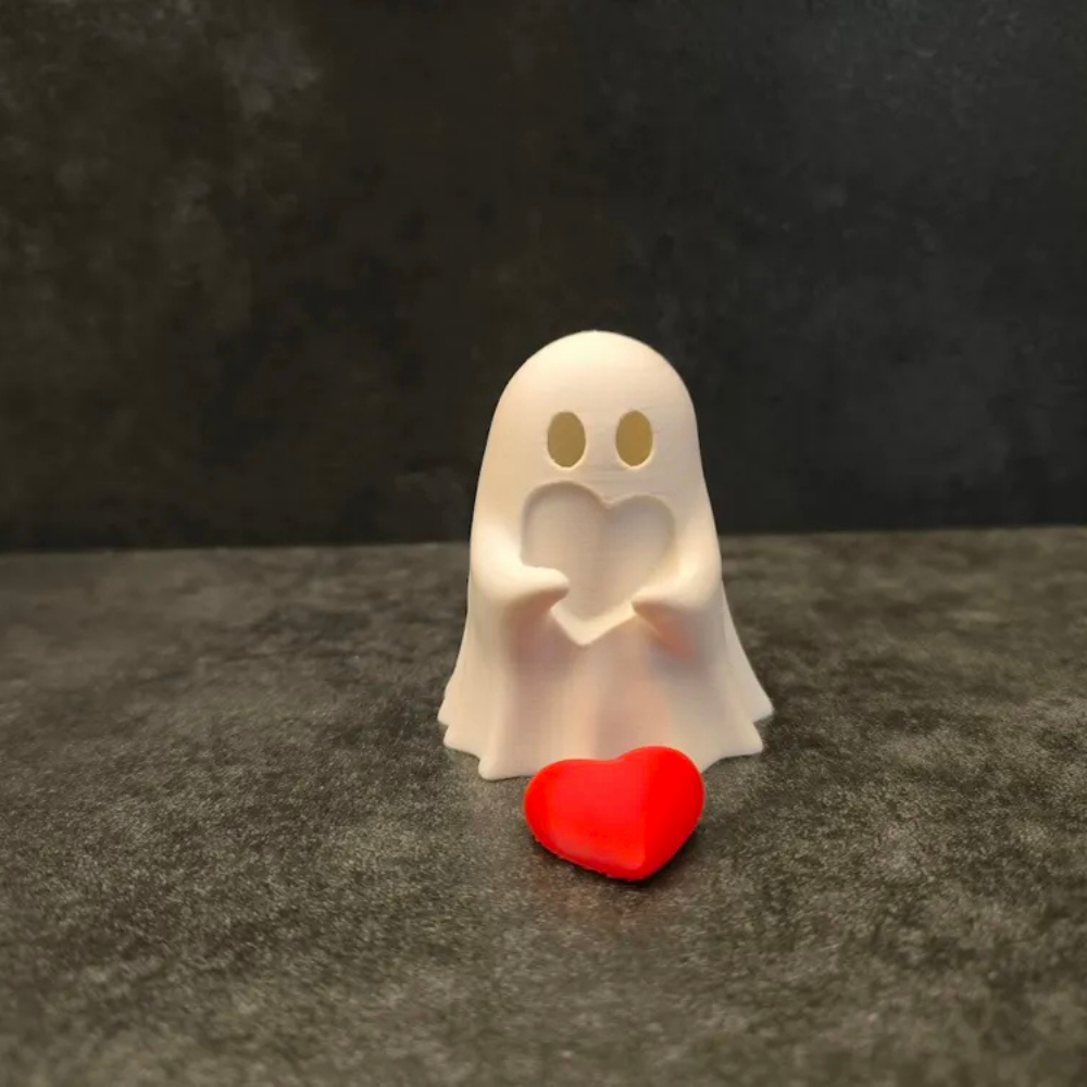 Moskai Cute Ghost with Heart 3D Printed Tea Light Holder