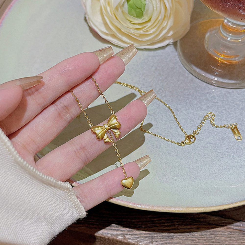 MOSKAI Gold Plated Bow Pendant | Anti Tarnish Necklace