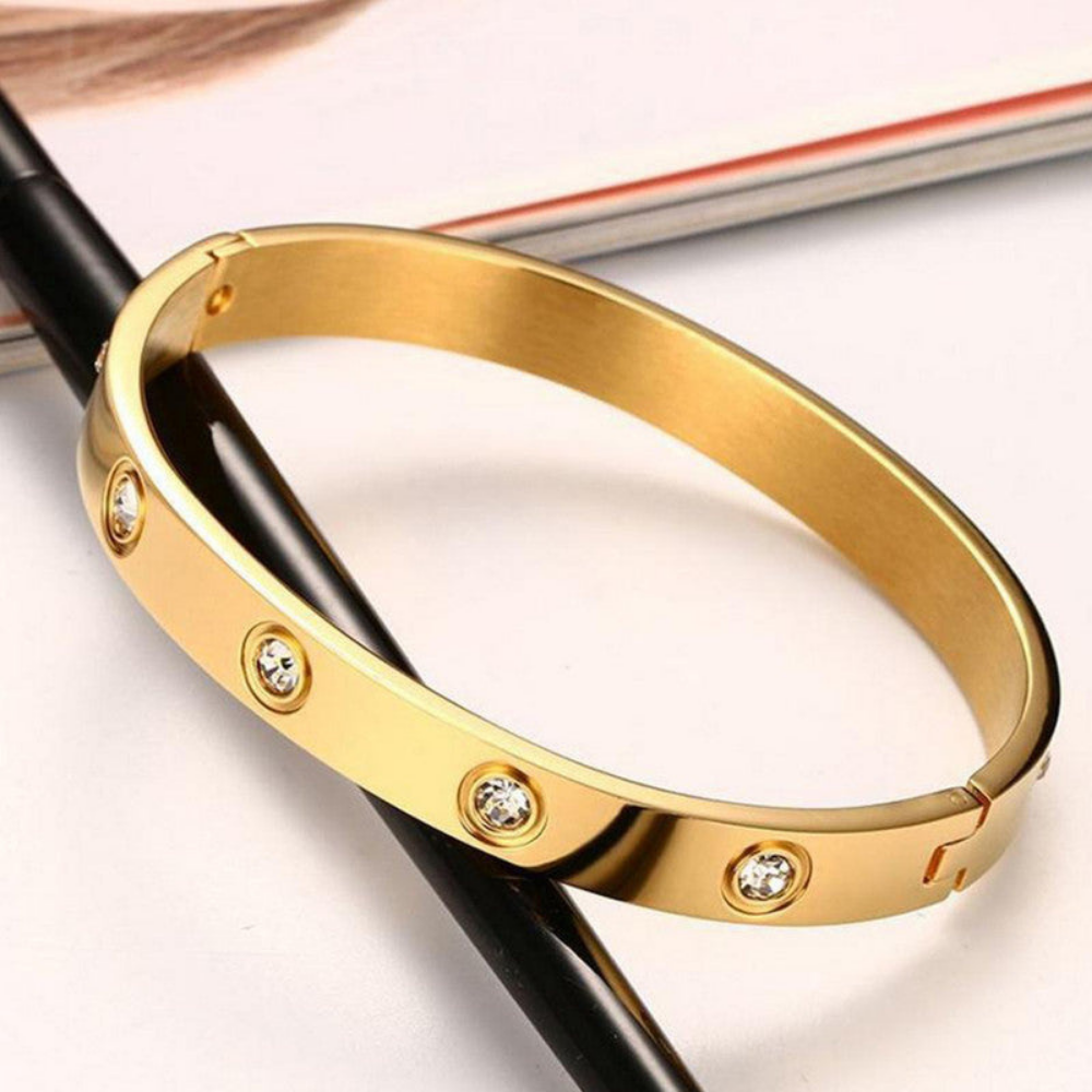 Stainless Steel Bracelet | Contemporary Gold Plated Love Design