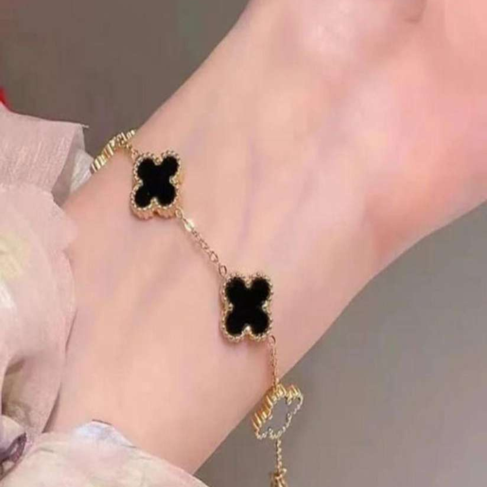 Gold Plated | Black Clover Bracelet | Anti Tarnish Jewelry