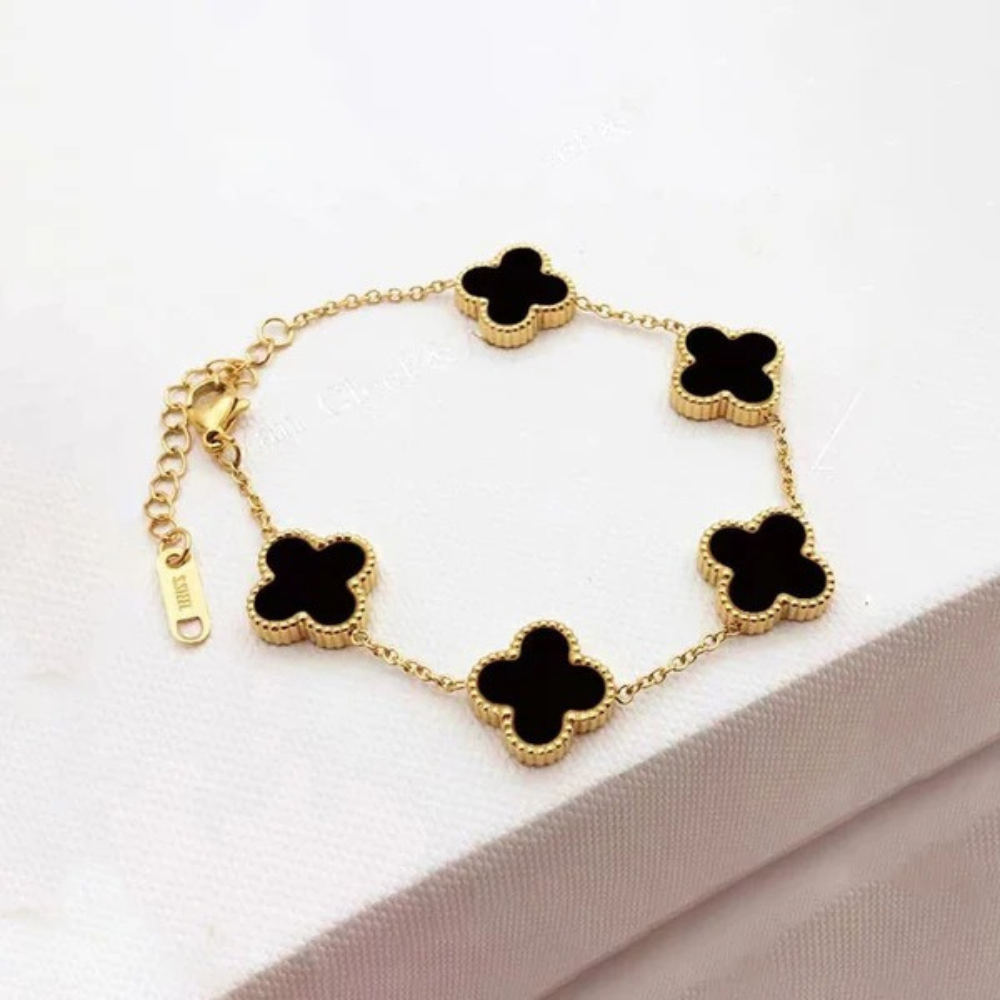 Gold Plated | Black Clover Bracelet | Anti Tarnish Jewelry