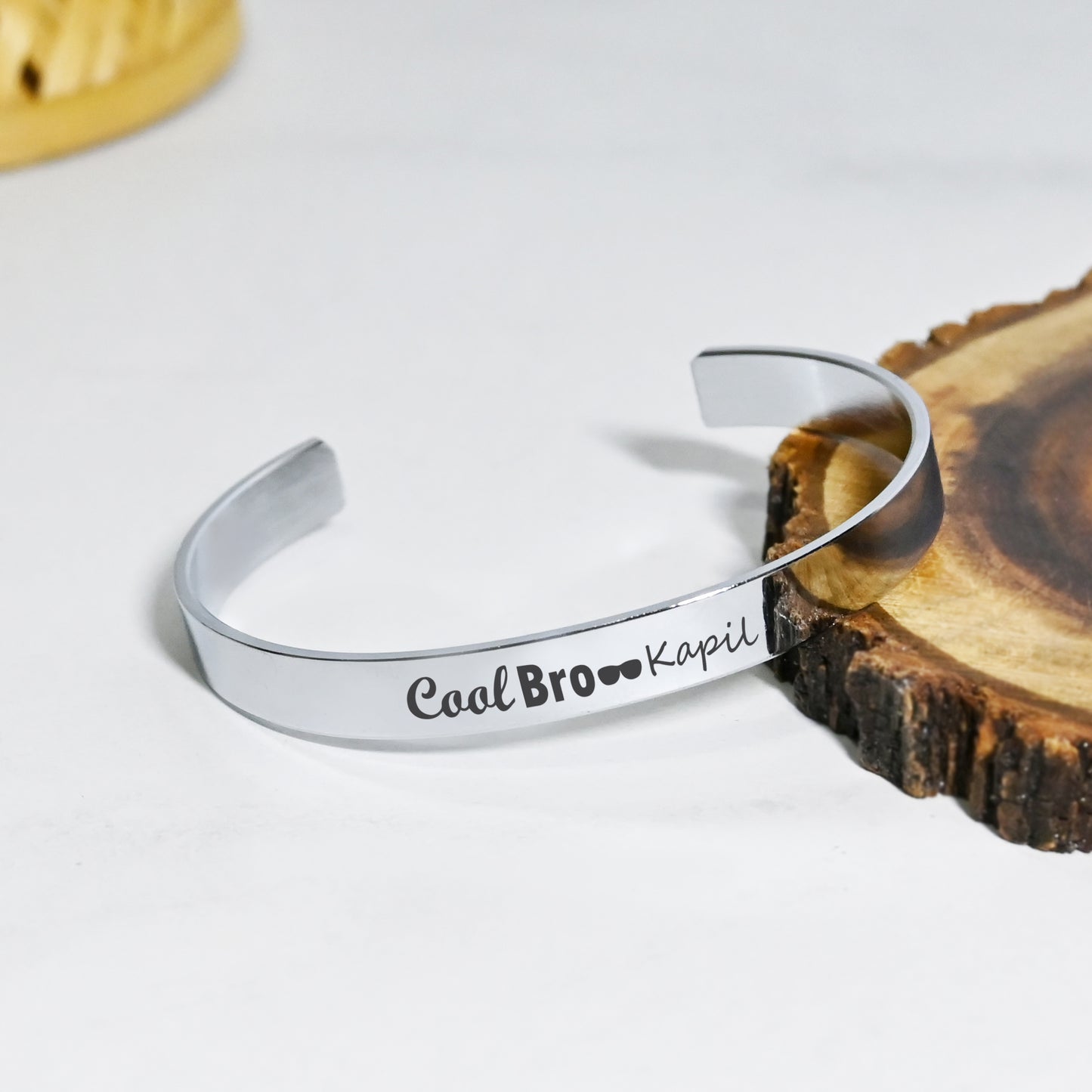 Moskai Personalised Cool Bro Silver Cuff Bracelet