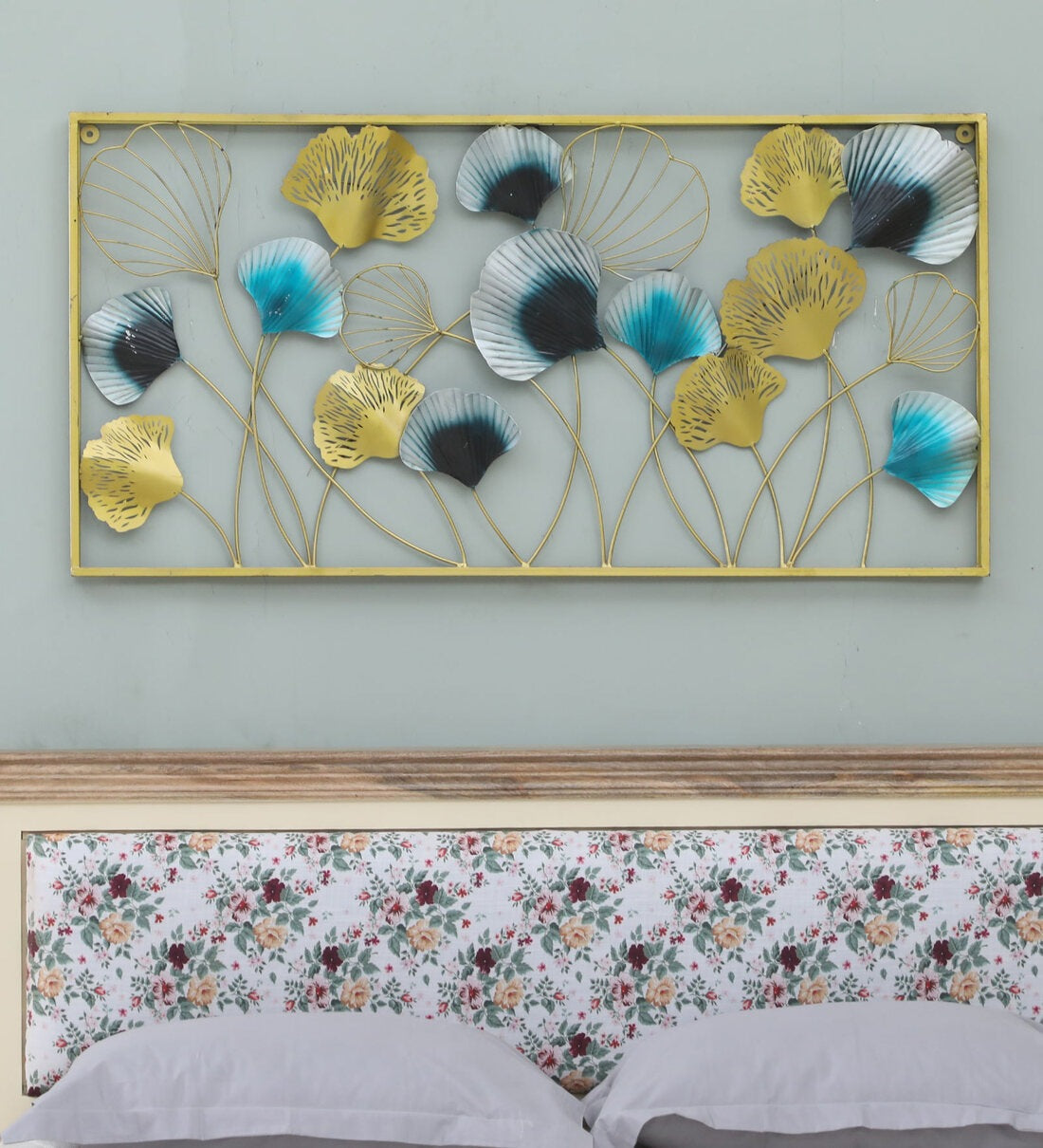 Mosaki Double Iris Metal Wall Sculpture | Handcrafted Wall Décor