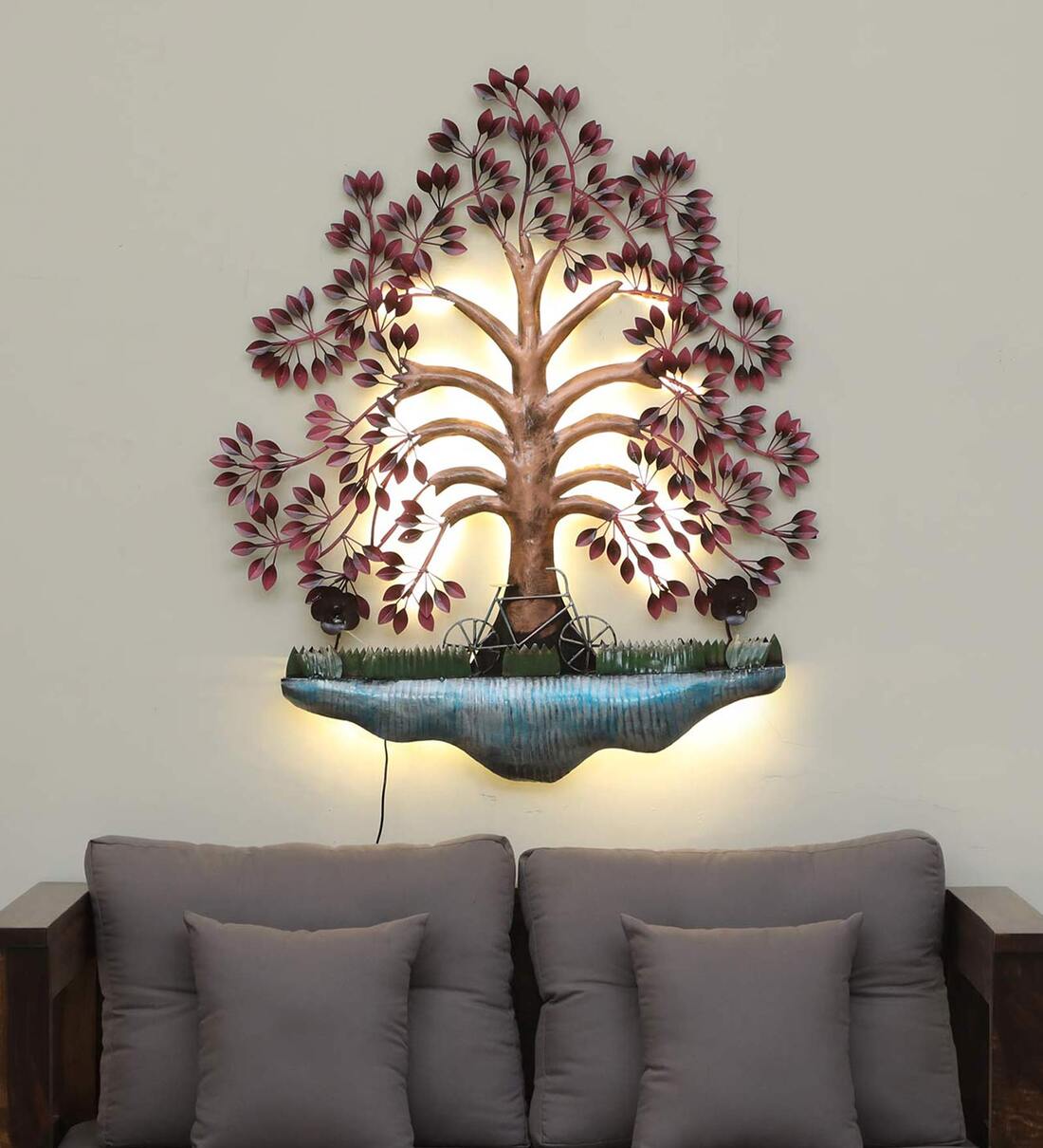 Moskai LED Wall Art – Metal Cycle Tree Wall Hanging