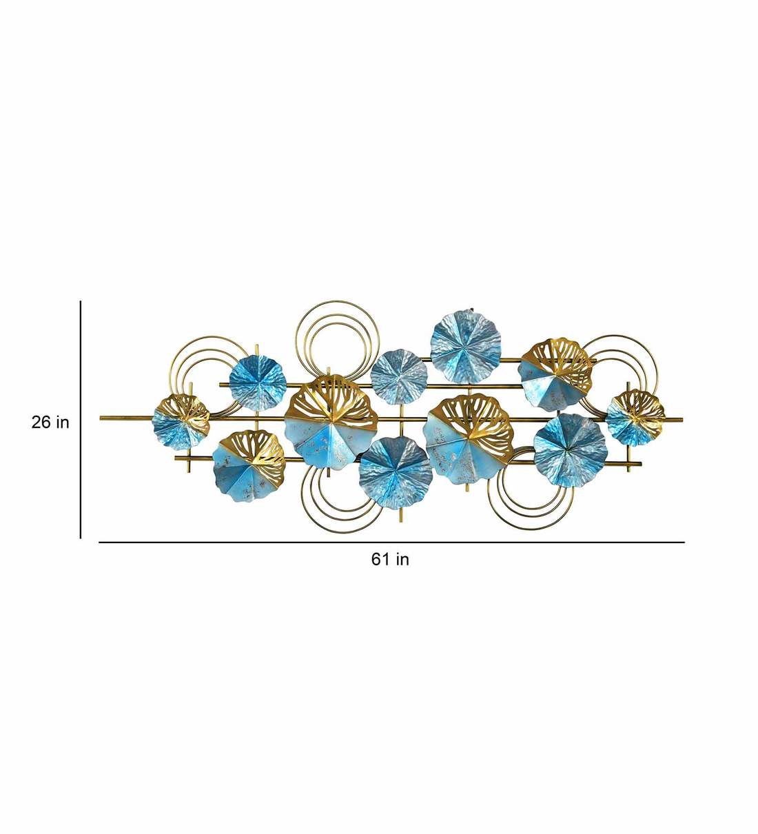 Moskai Iron Blue Boom Round Plates Wall Art | Luxurious Gold Finish