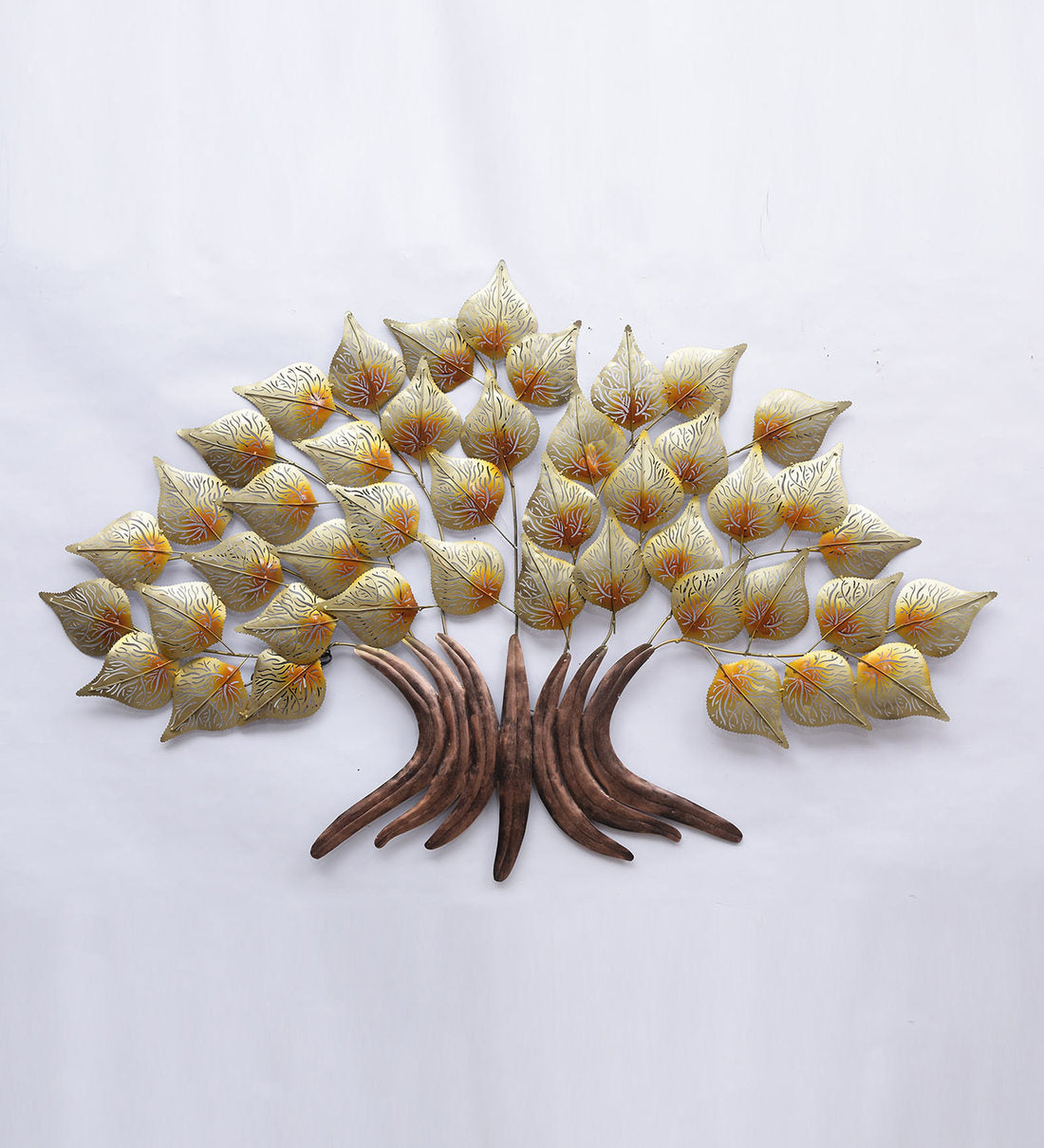 Moskai LED Metal Tree Wall Hanging – Handcrafted Golden Iron Tree Wall Decor