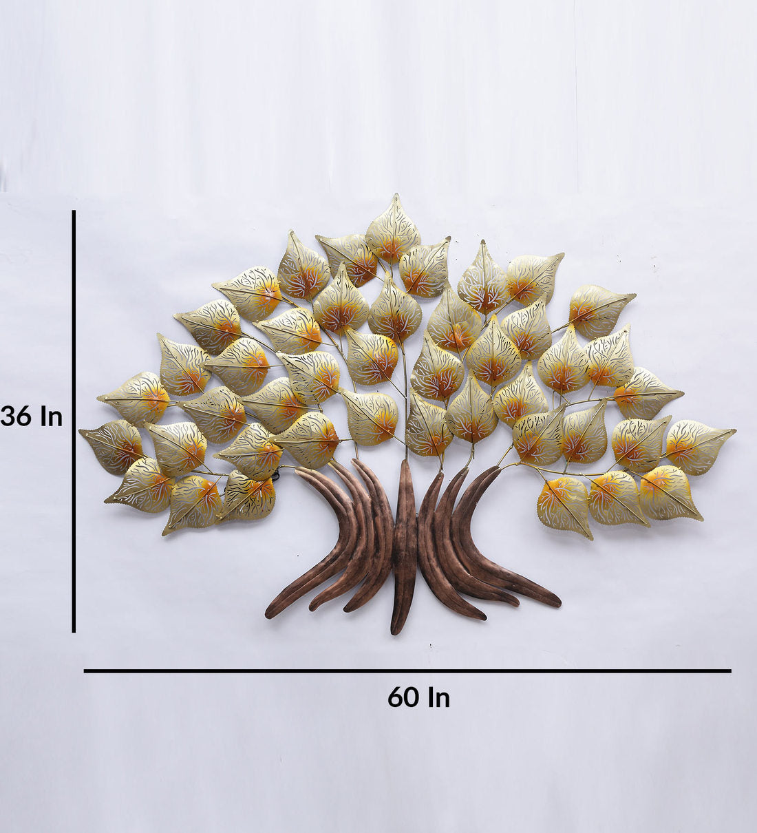 Moskai LED Metal Tree Wall Hanging – Handcrafted Golden Iron Tree Wall Decor