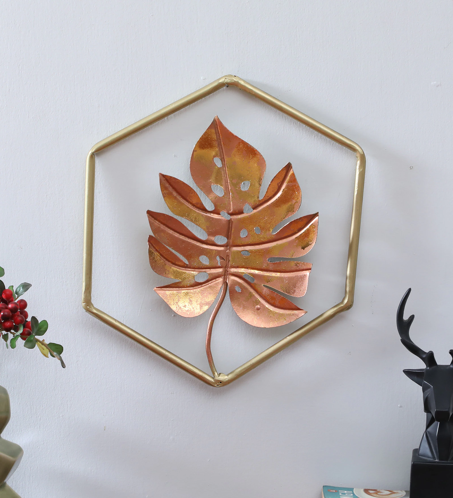Mosaki Leaf Wall Decor | Elegant Metal Leaf Wall Hanging