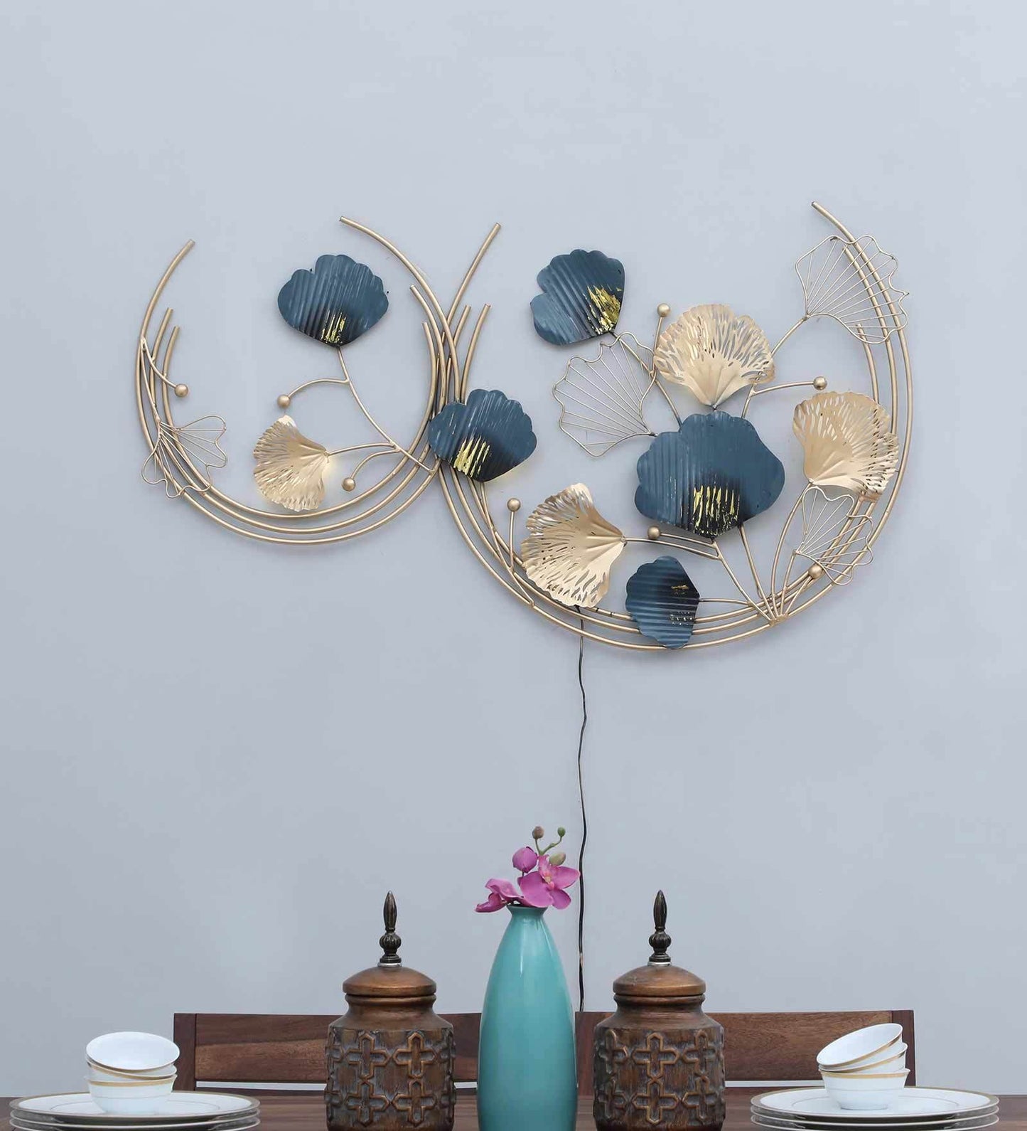 Mosaki Double Ring Zara Metal Wall Hanging with LED