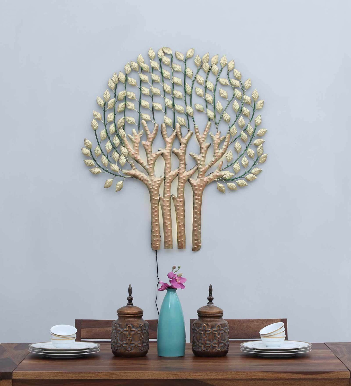 Mosaki Iron Elegant Grey Metal Tree Wall Décor | Handcrafted Metal
