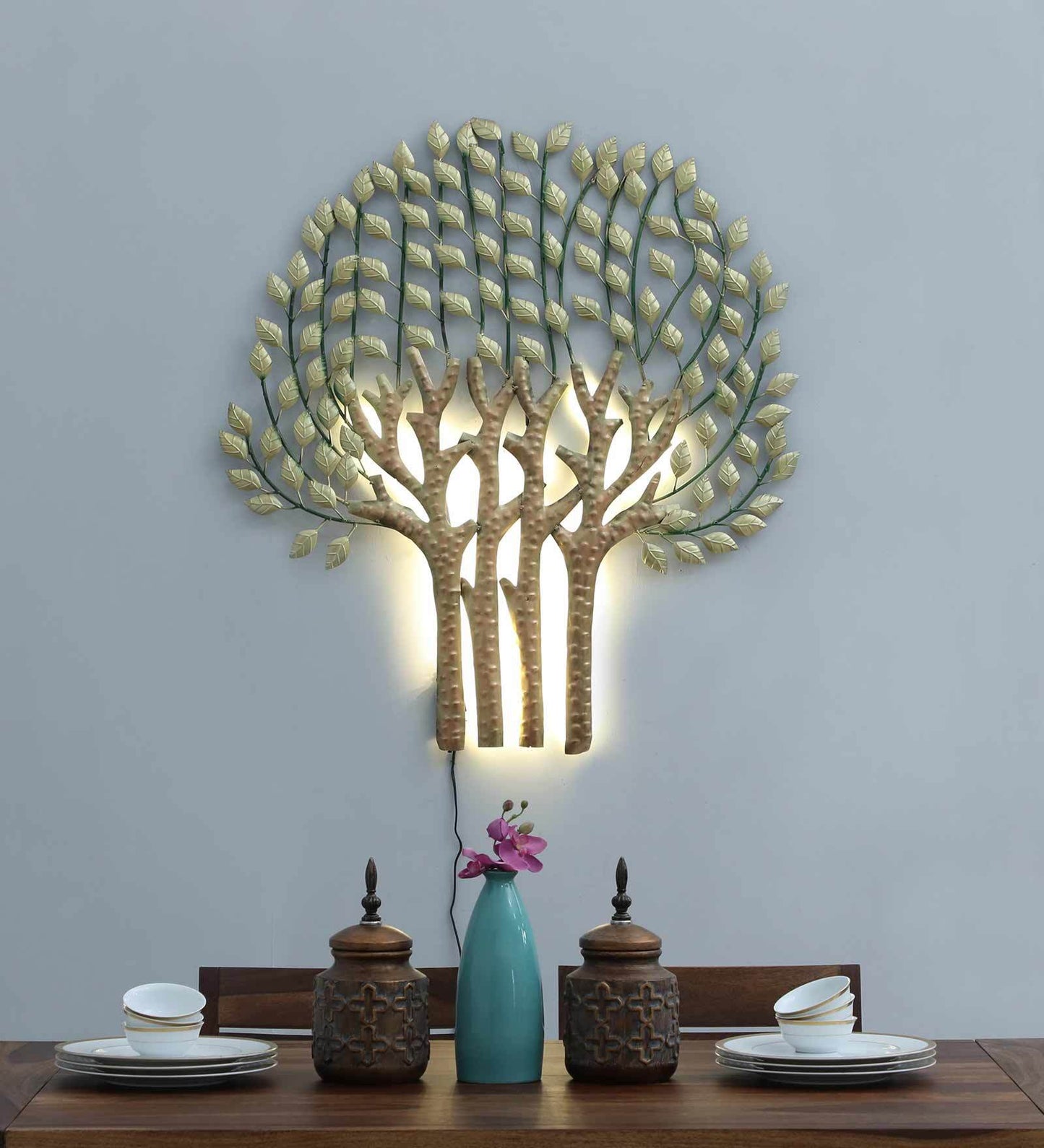 Mosaki Iron Elegant Grey Metal Tree Wall Décor | Handcrafted Metal