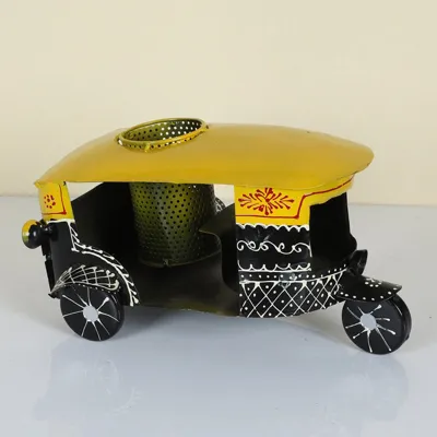 Mosaki Handcrafted Auto Rickshaw Showpiece with Pen Stand Organizer