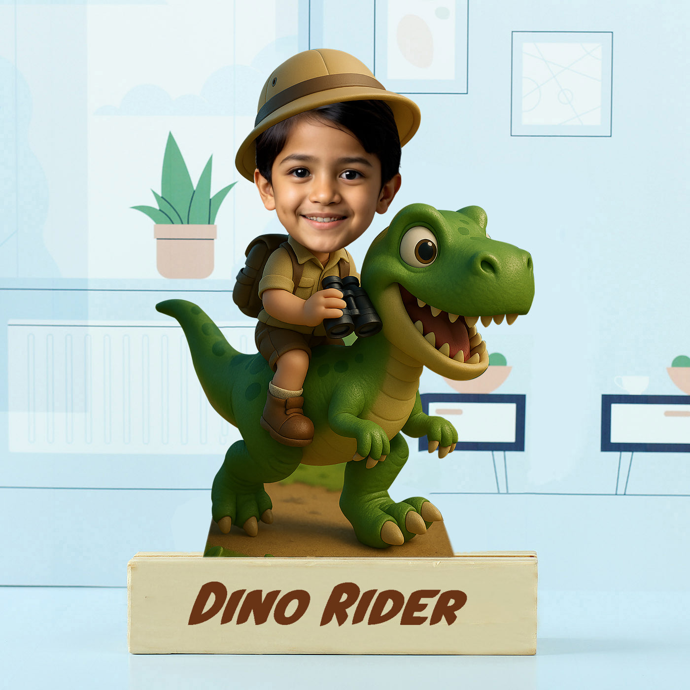 Personalised Dino Theme Caricature Gift for Kids | Birthday Keepsake