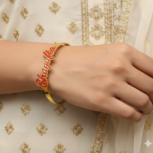 Moskai Personalised Enamel Name Bracelet | Custom Jewellery for Women