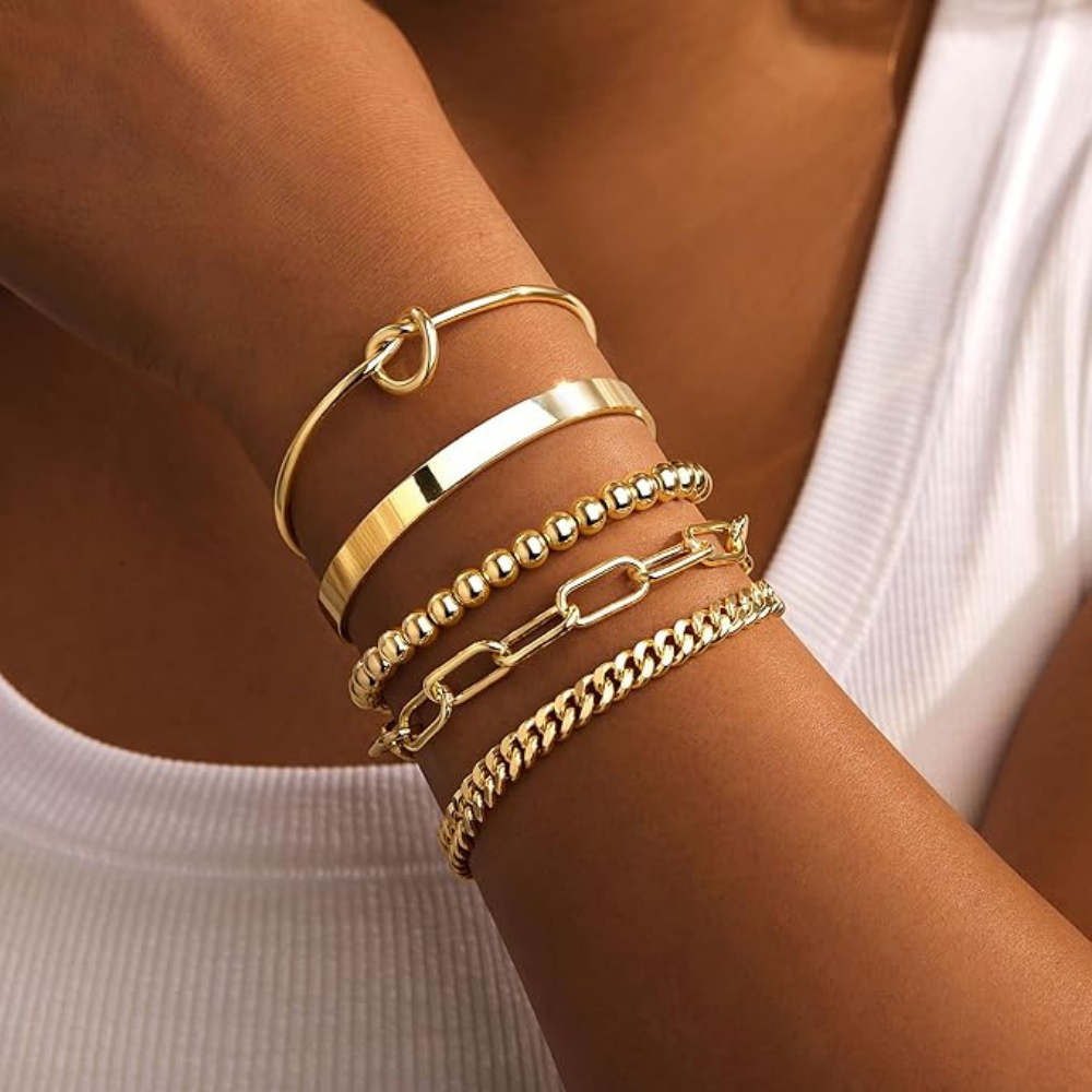 Gold Plated Charm Bracelet Set | Pack of 6