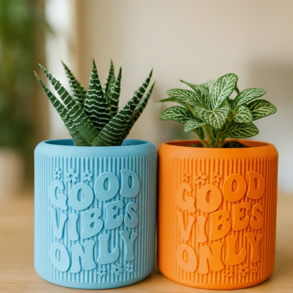 Moskai “Good Vibes Only” 3D Printed Planter | Eco-Friendly Gift for Him or Her