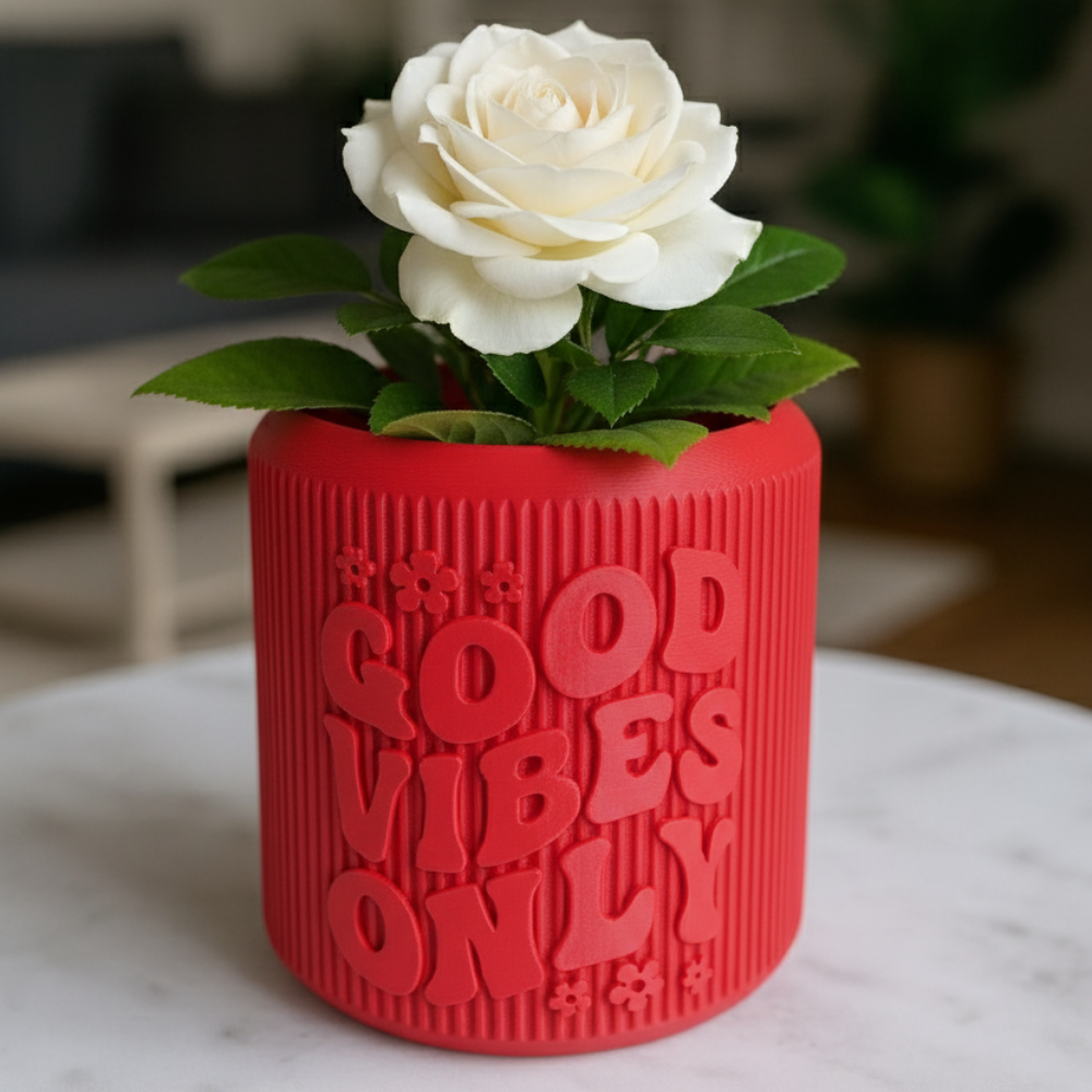 Moskai “Good Vibes Only” 3D Printed Planter | Eco-Friendly Gift for Him or Her