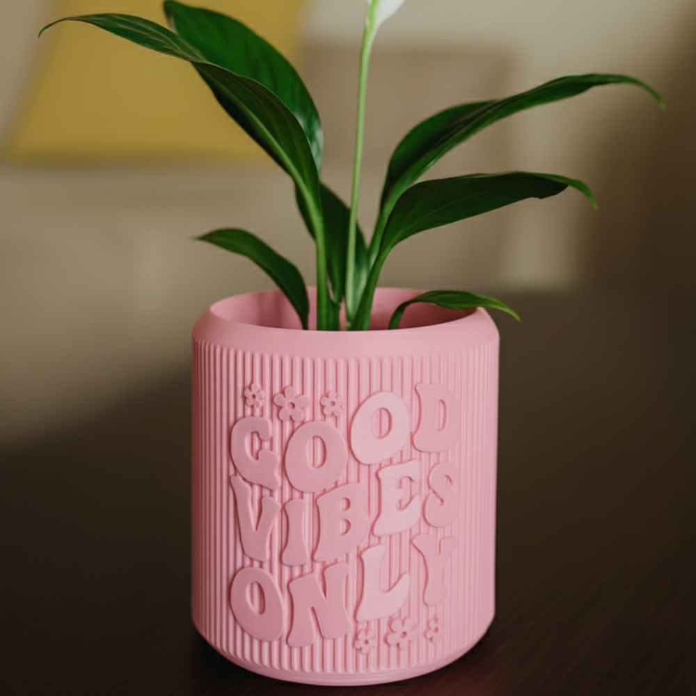 Moskai “Good Vibes Only” 3D Printed Planter | Eco-Friendly Gift for Him or Her