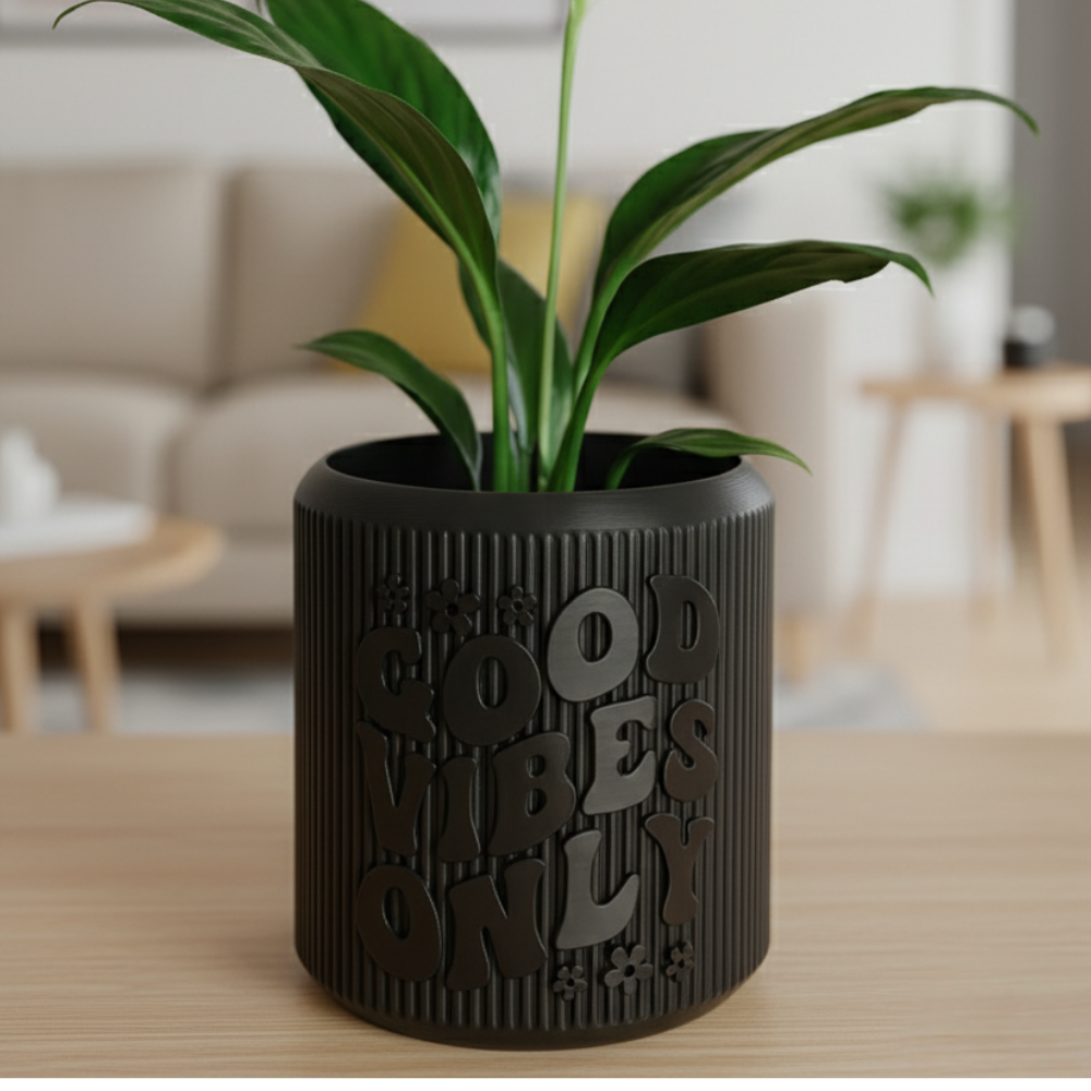 Moskai “Good Vibes Only” 3D Printed Planter | Eco-Friendly Gift for Him or Her