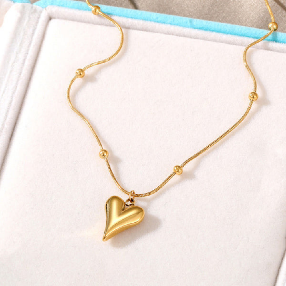MOSKAI Gold Plated Heart Pendant | Anti Tarnish Stainless Steel Jewelry